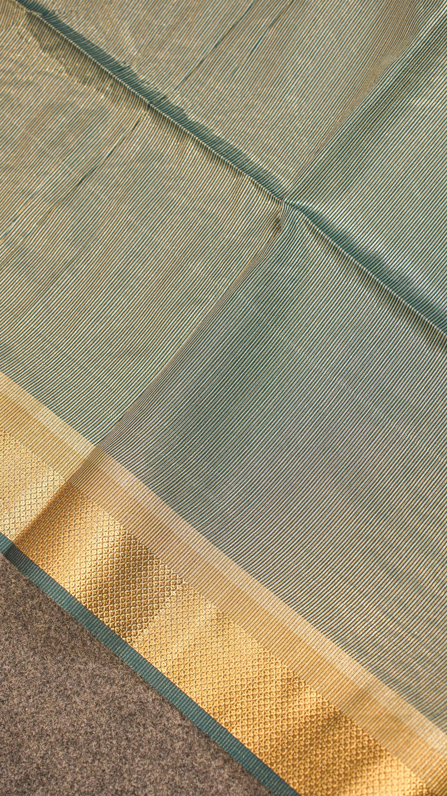"UTSAV BANARAS 121" Banarasi Dark Teal Raw Chanderi Buti Silk Saree