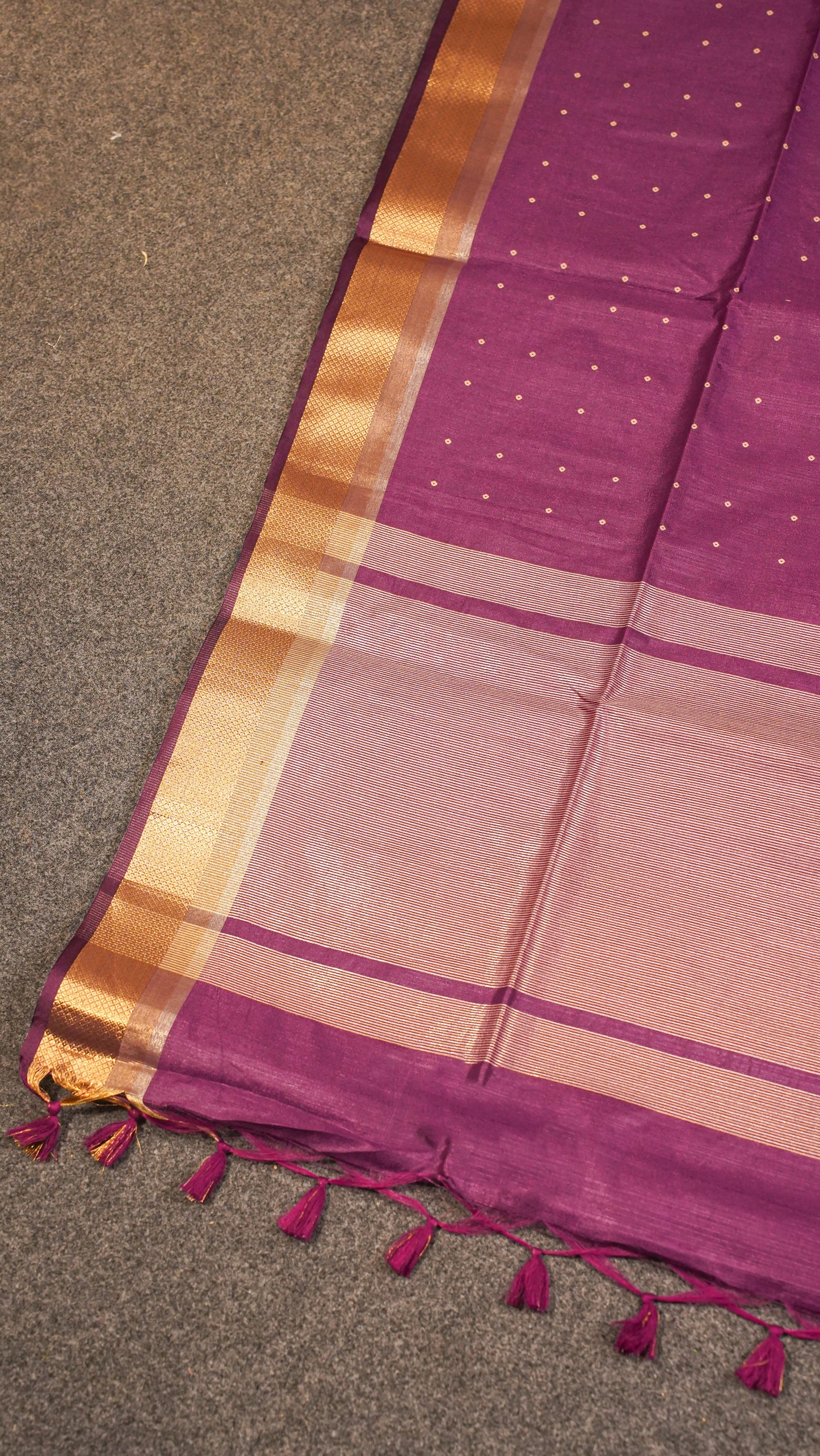 "UTSAV BANARAS 120" Banarasi Purple Raw Chanderi Buti Silk Saree