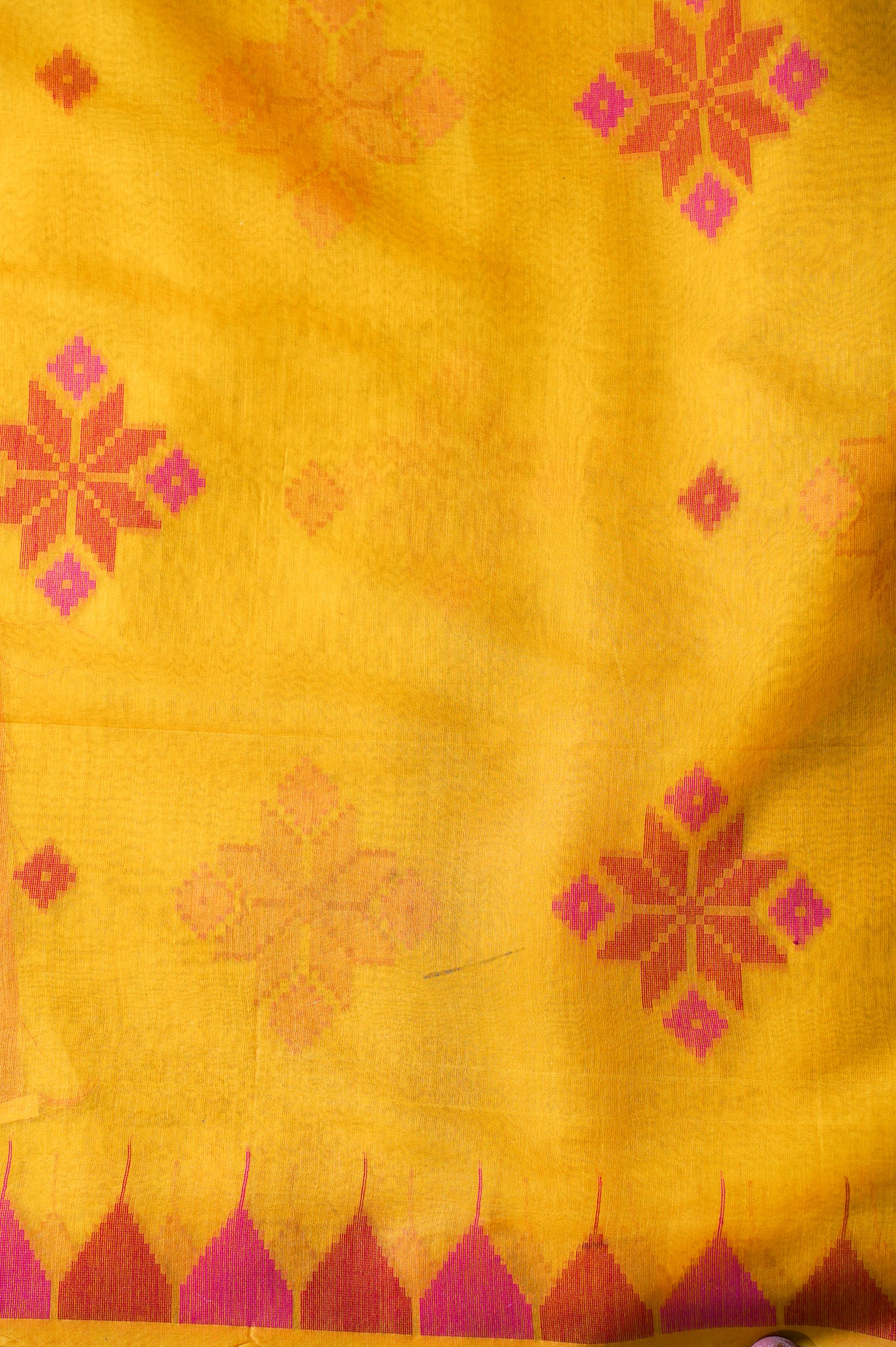"UTSAV BANARAS 210" Banarasi Mustard Cotton Silk With Temple Border Saree