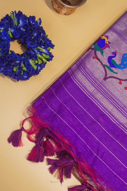 "UTSAV BANARAS 164" Banarasi Royal Purple Peacock Saree