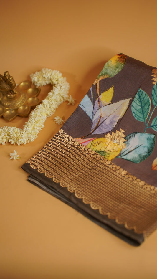 Rangrasiya "Pure Mango Raw Silk With Pure Zari Kadwa Work In Vibrant Color Fusion"