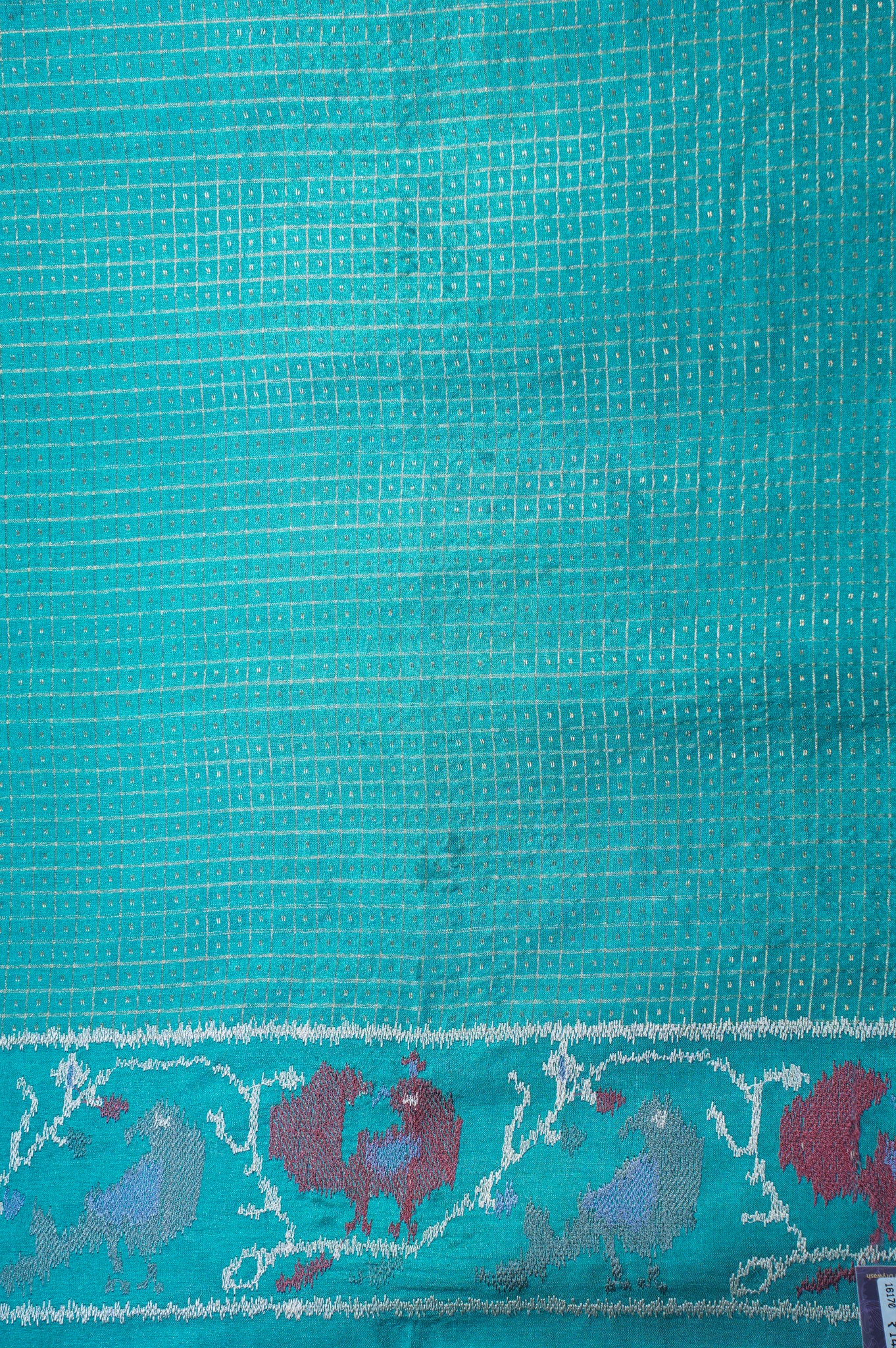 "Founder Choice 009" Banarasi Enchanting Rama Green Resham Work Pure Silk Saree With Bird Motifs