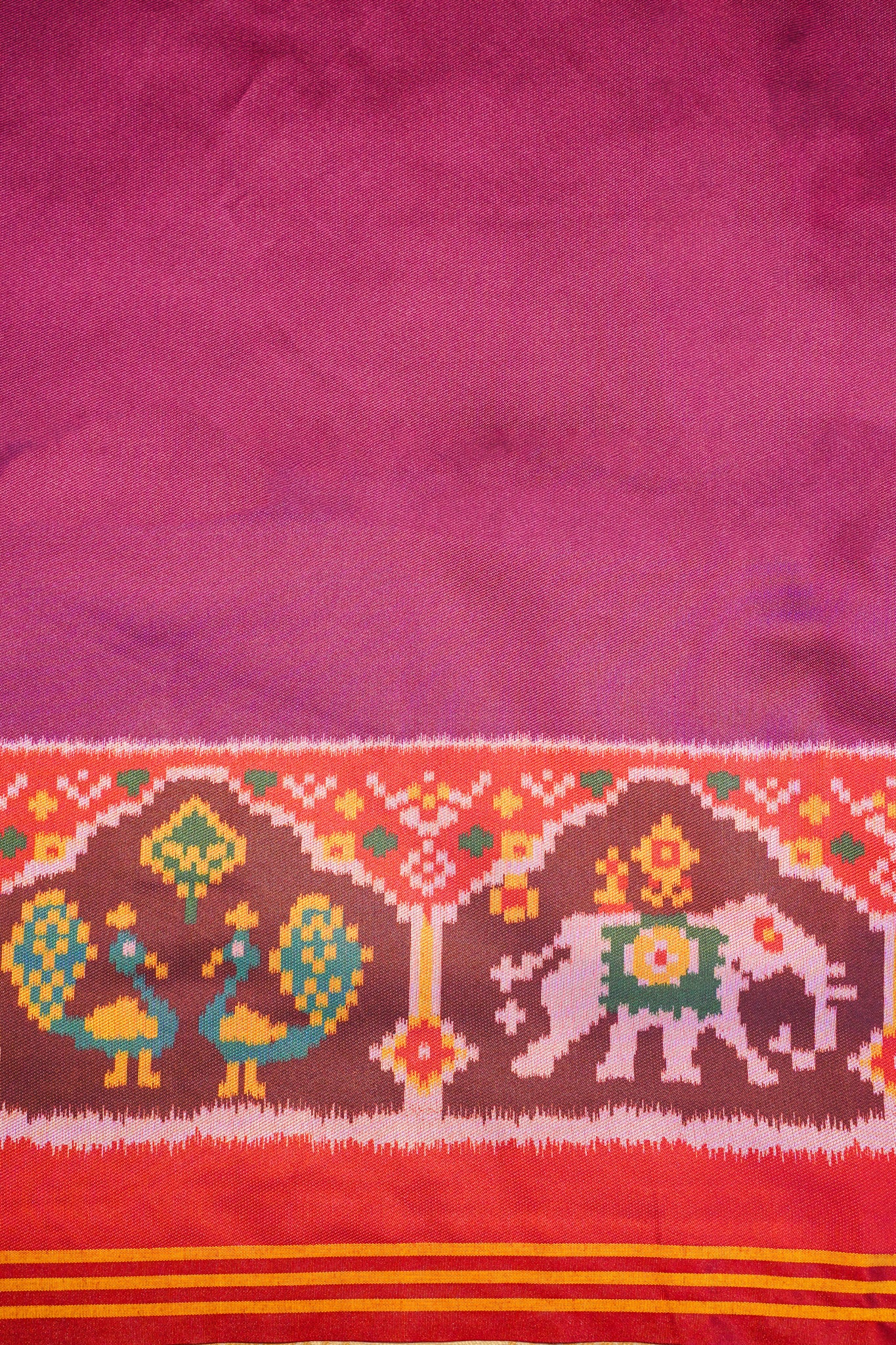 "Utsav Banaras 191" Banarasi Royal Purple Patola Silk Saree With Peacock & Elephant Motifs