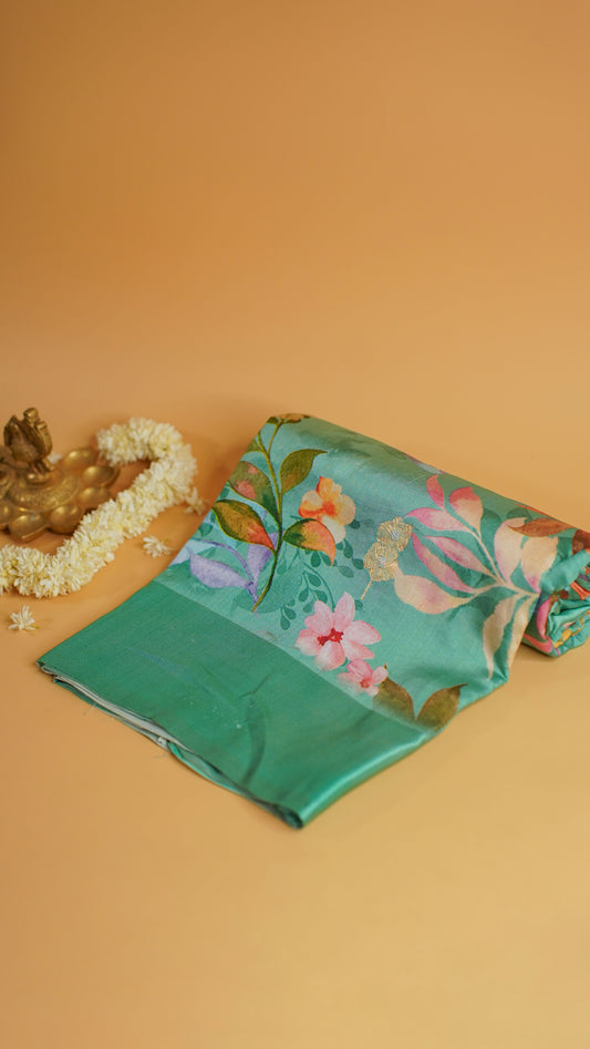 Rangrasiya "Pure Mango Raw Silk With Pure Zari Kadwa Work In Vibrant Color Fusion"