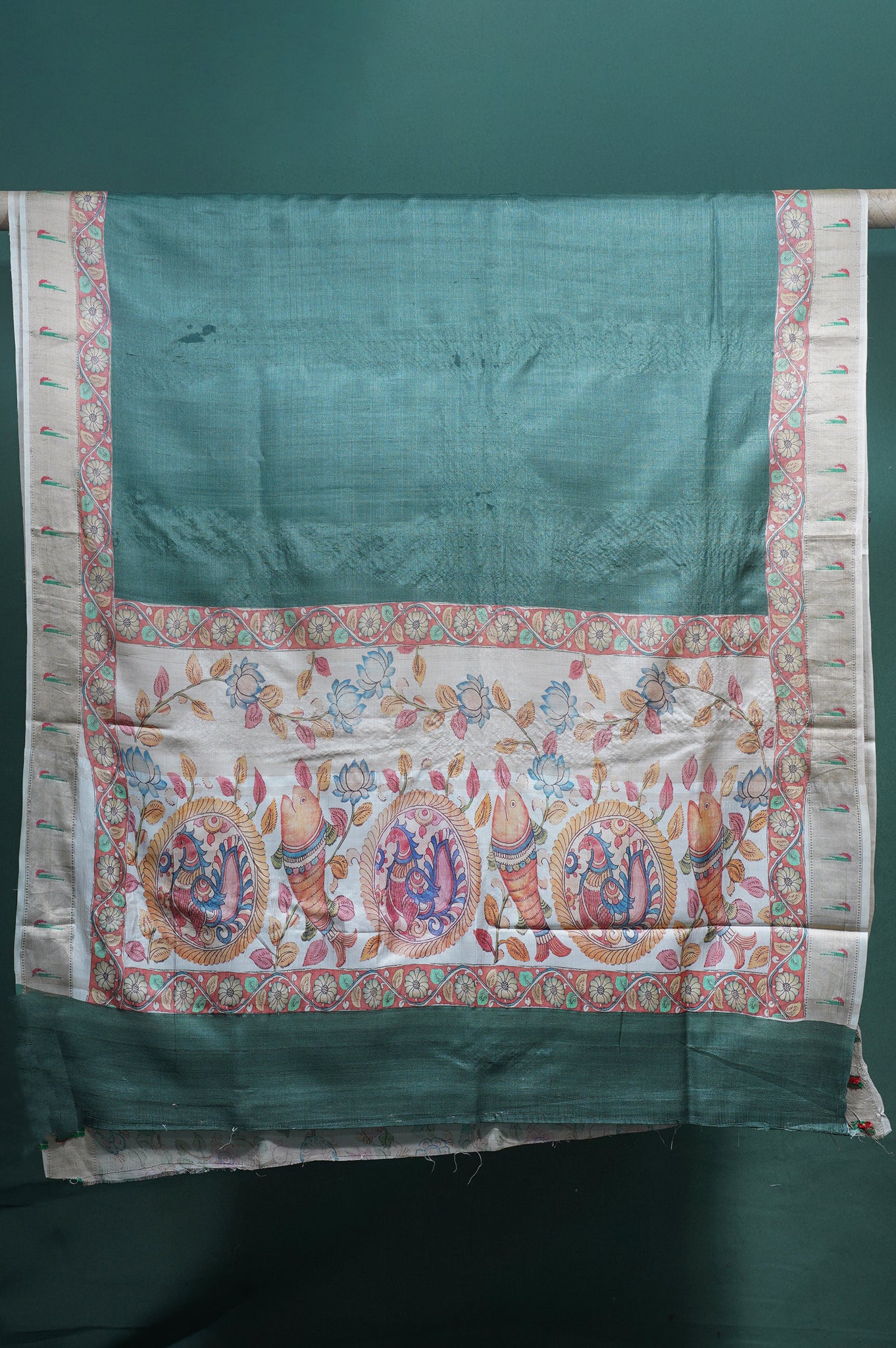 "Founder Choice 020" Banarasi Auspicious Green Paithani Pure Silk Saree with Matsya (Fish) Motifs