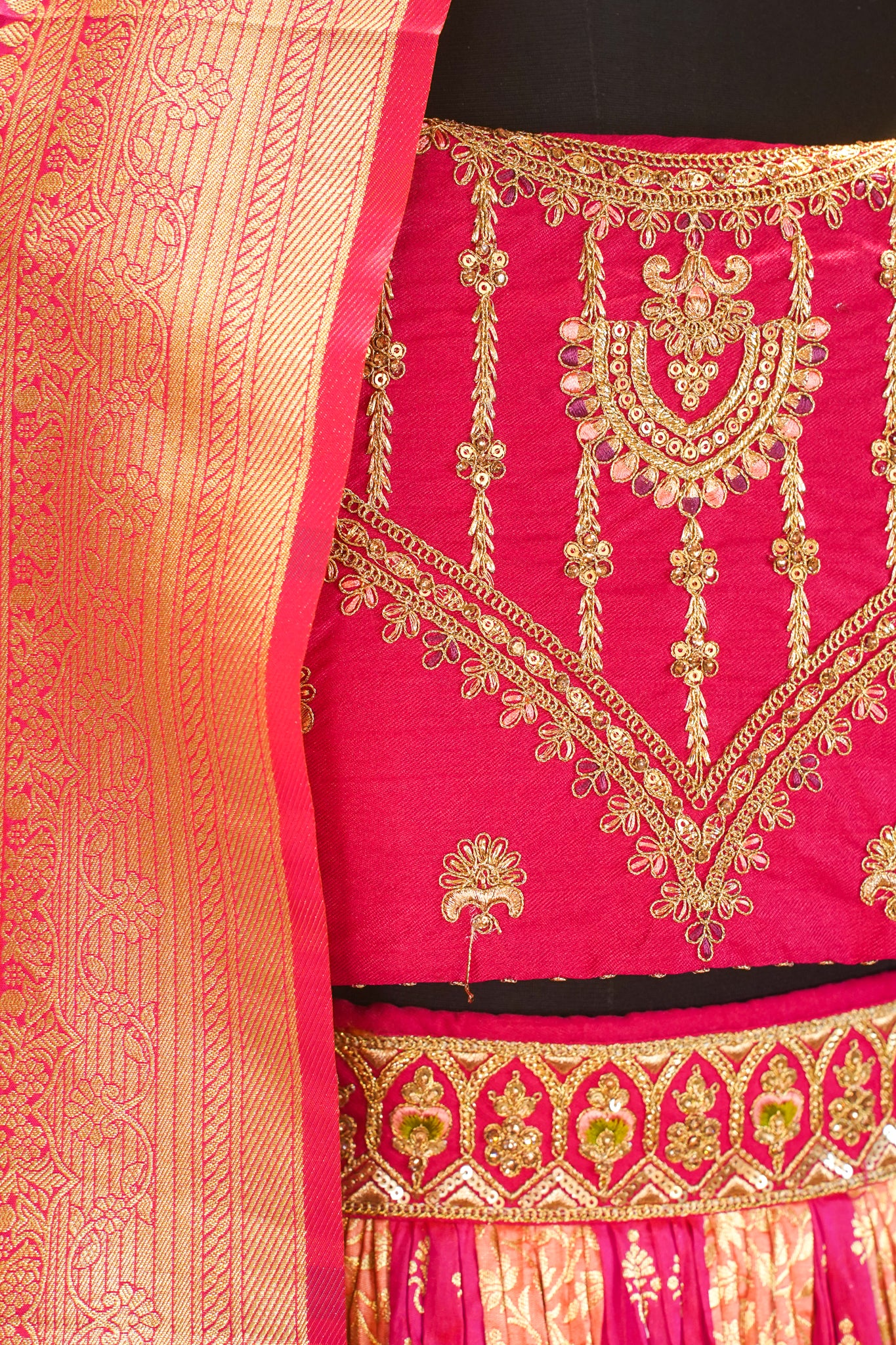 "MANSI 025" Banarasi Crush Rangkat Silk Lehenga with Elegant Cutwork Border