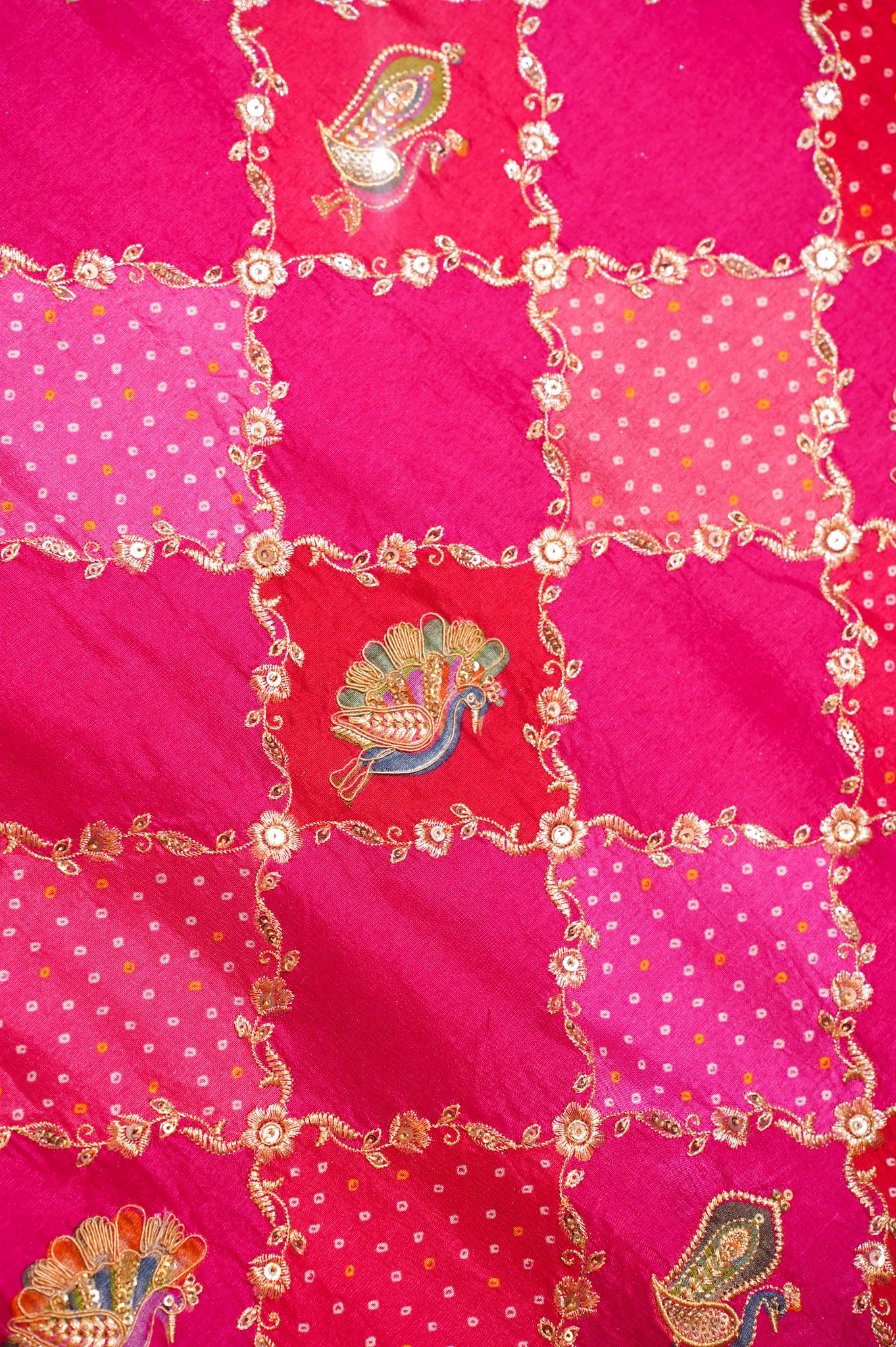 Waah Banaras 130 Rose Pink Banarasi Silk Saree with Multicolor Chunari Print & Zari Sequence Work