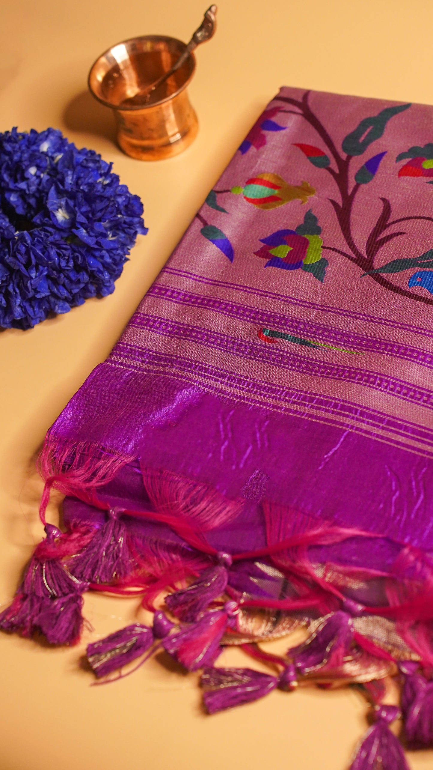 "UTSAV BANARAS 102" Banarasi Purple Peacock Pethani Silk Saree
