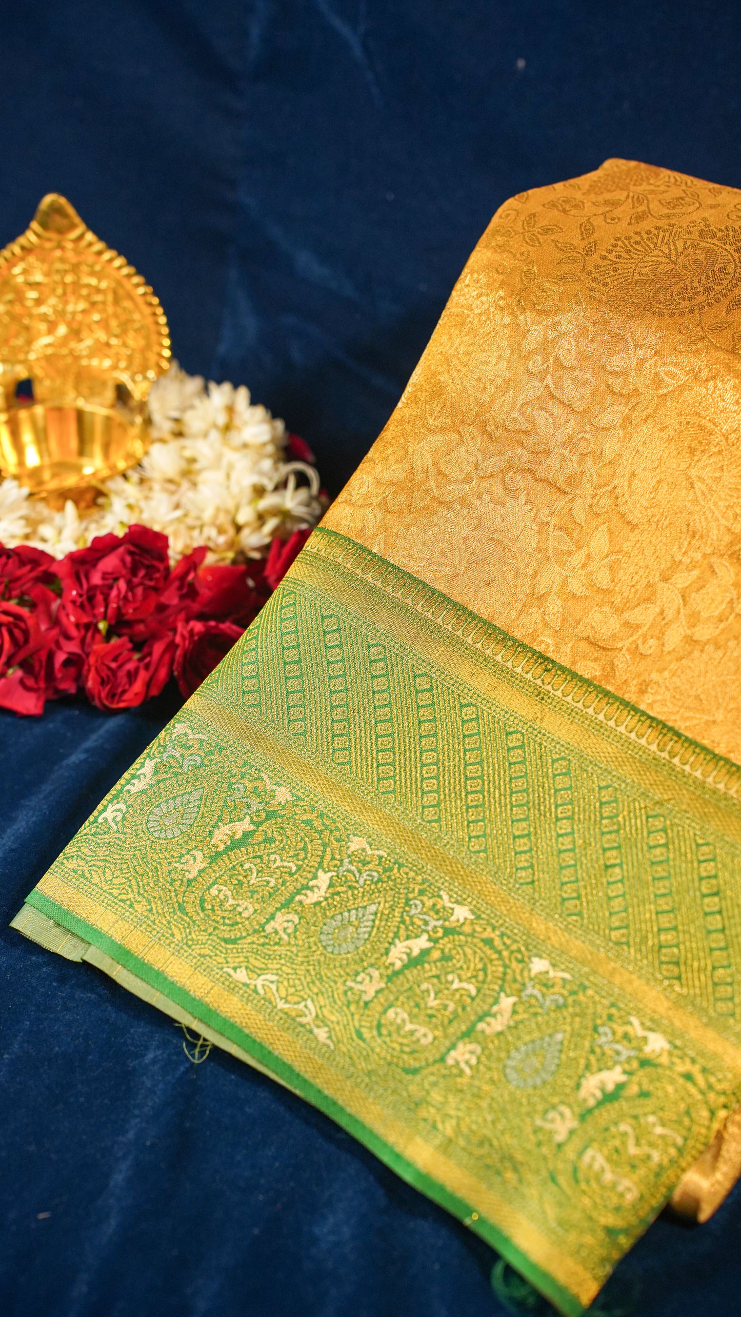 "UTSAV BANARAS 149" Banarasi Lemon Gold Kanjivaram Tissue Silk Saree