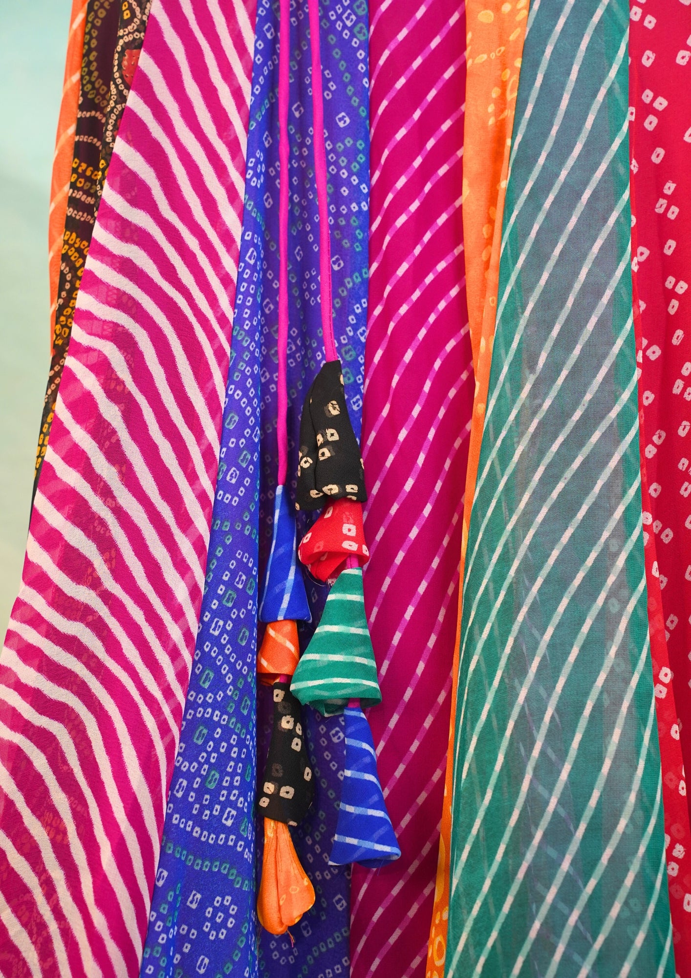 "MANSI 054" Banarasi Georgette Skirt with Bandhani Print & Mirror Work Detailing