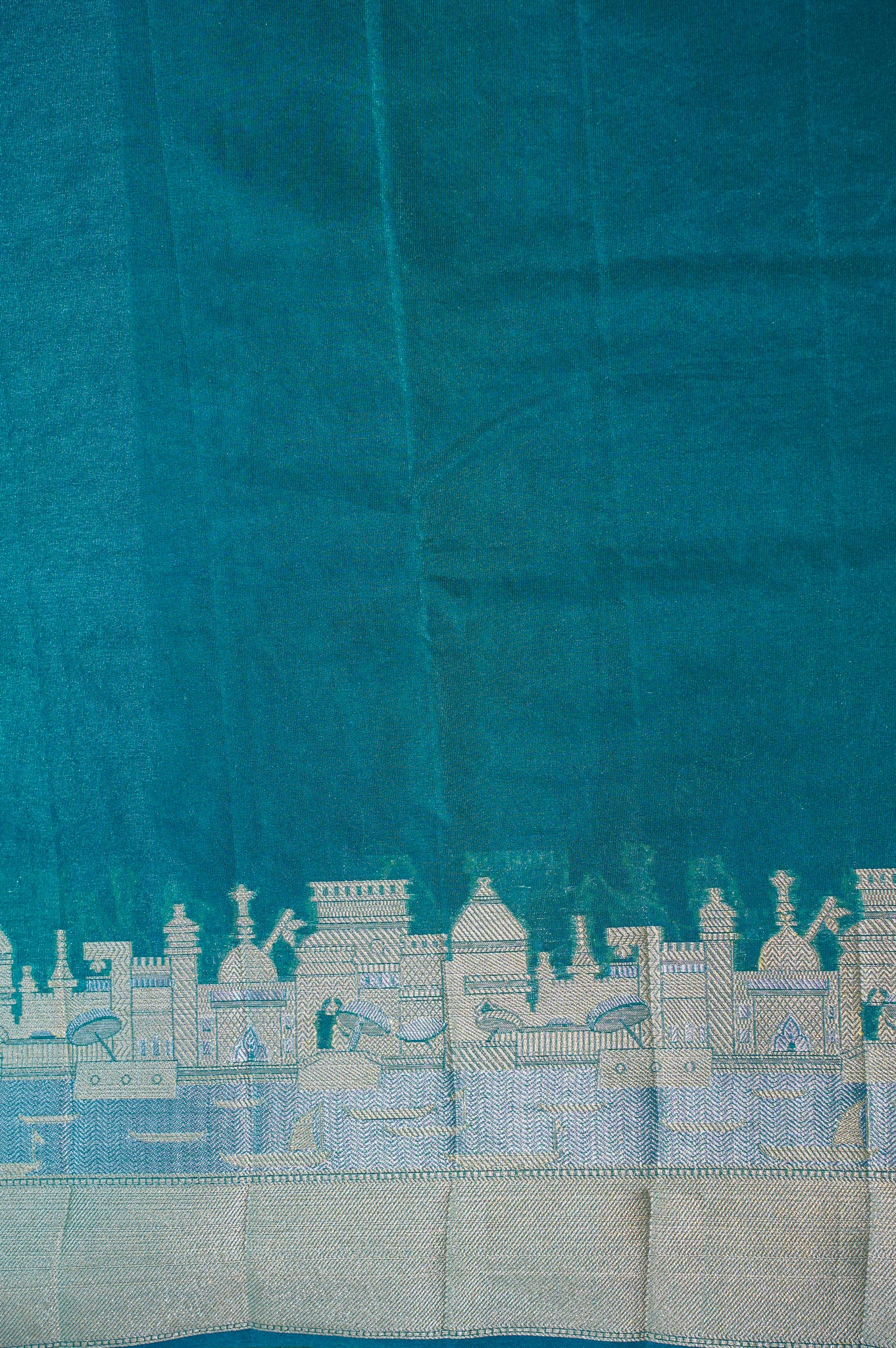 UTSAV BANARAS 003H: Banarasi Raw Silk Saree with Silver & Gold Zari In Rama Green