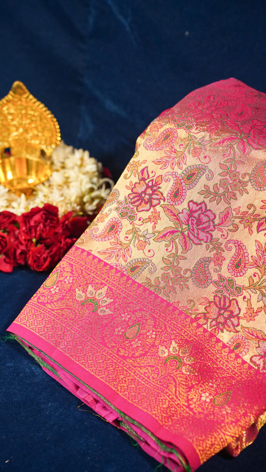 "UTSAV BANARAS 161" Banarasi Rani Pink Kanjivaram Silk Saree