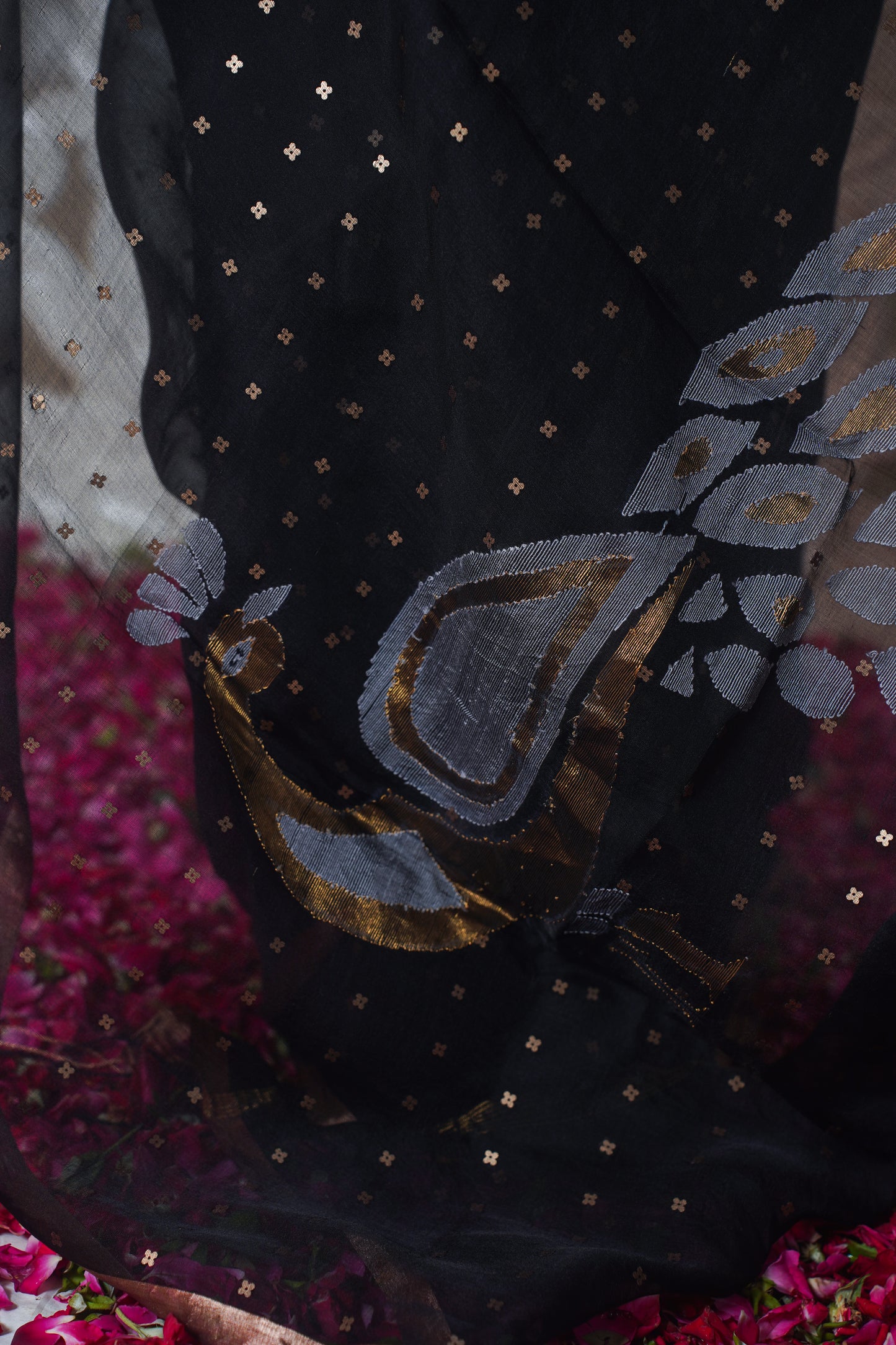 "VIRASAT 143" Black Pure Organza Saree With Buti Work