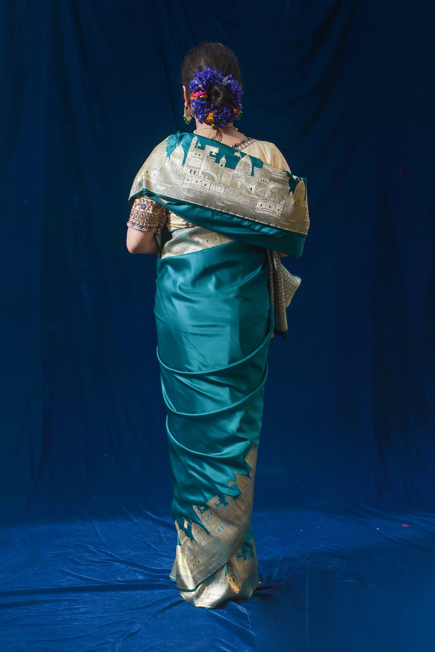 "WAAH BANARAS 14A" Green Kashi Ghat Banarasi Masaru Silk Saree