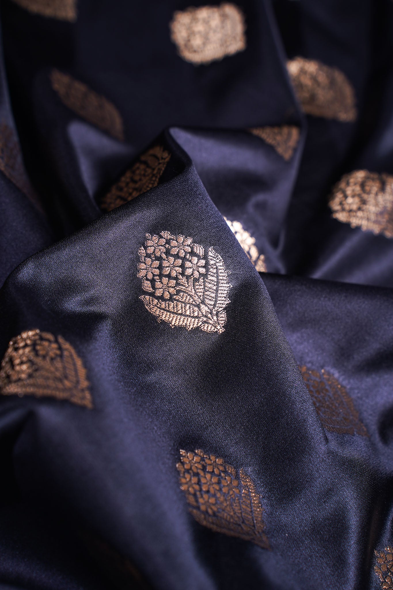 "MCF 11" Banarasi Handwoven Zed Black Brocade Buta Fabric