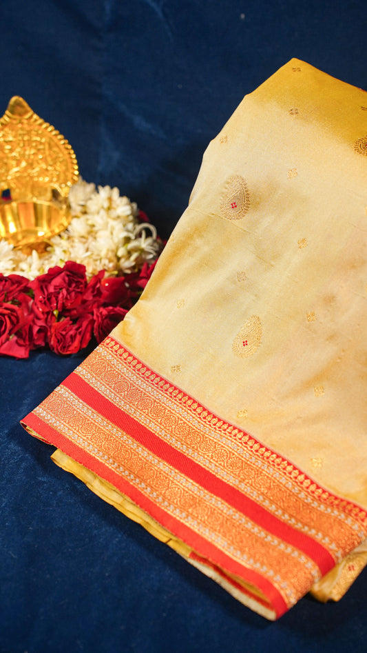 "UTSAV BANARAS 157" Banarasi Mustard Yellow Katan Silk Saree
