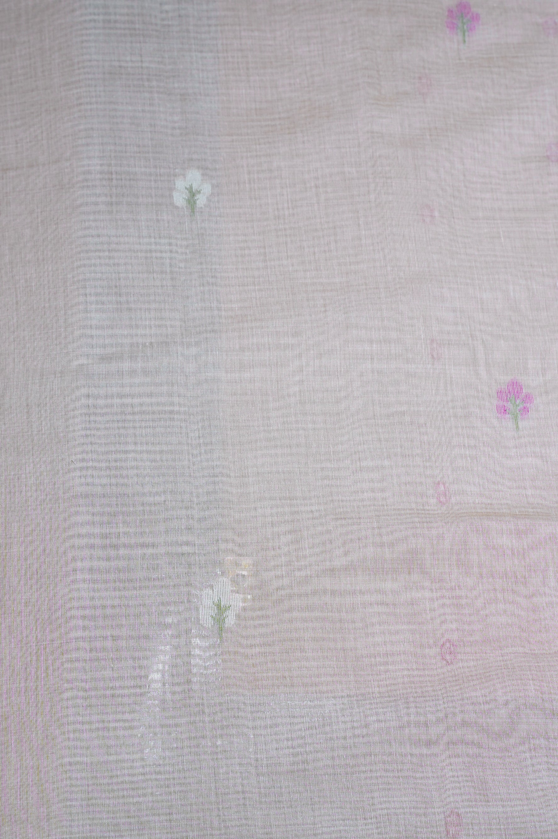 "UTSAV BANARAS 308" Banarasi Chikoo Beige Chanderi Jamdani Saree with Village Life Narrative