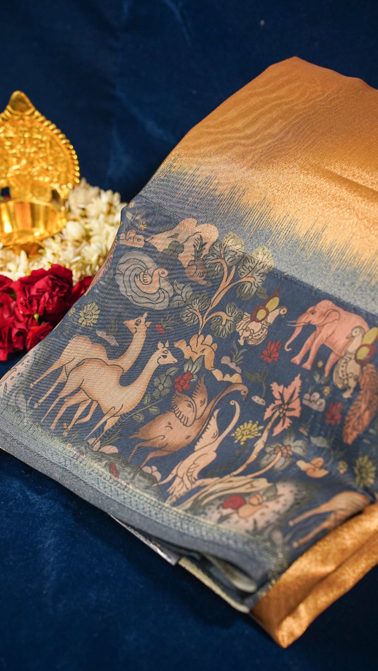 "UTSAV BANARAS 151" Banarasi Copper Gold Tissue Cotton Silk Saree