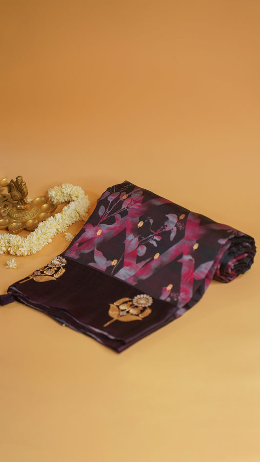 Rangrasiya "Pure Mango Raw Silk With Pure Zari Kadwa Work In Vibrant Color Fusion"