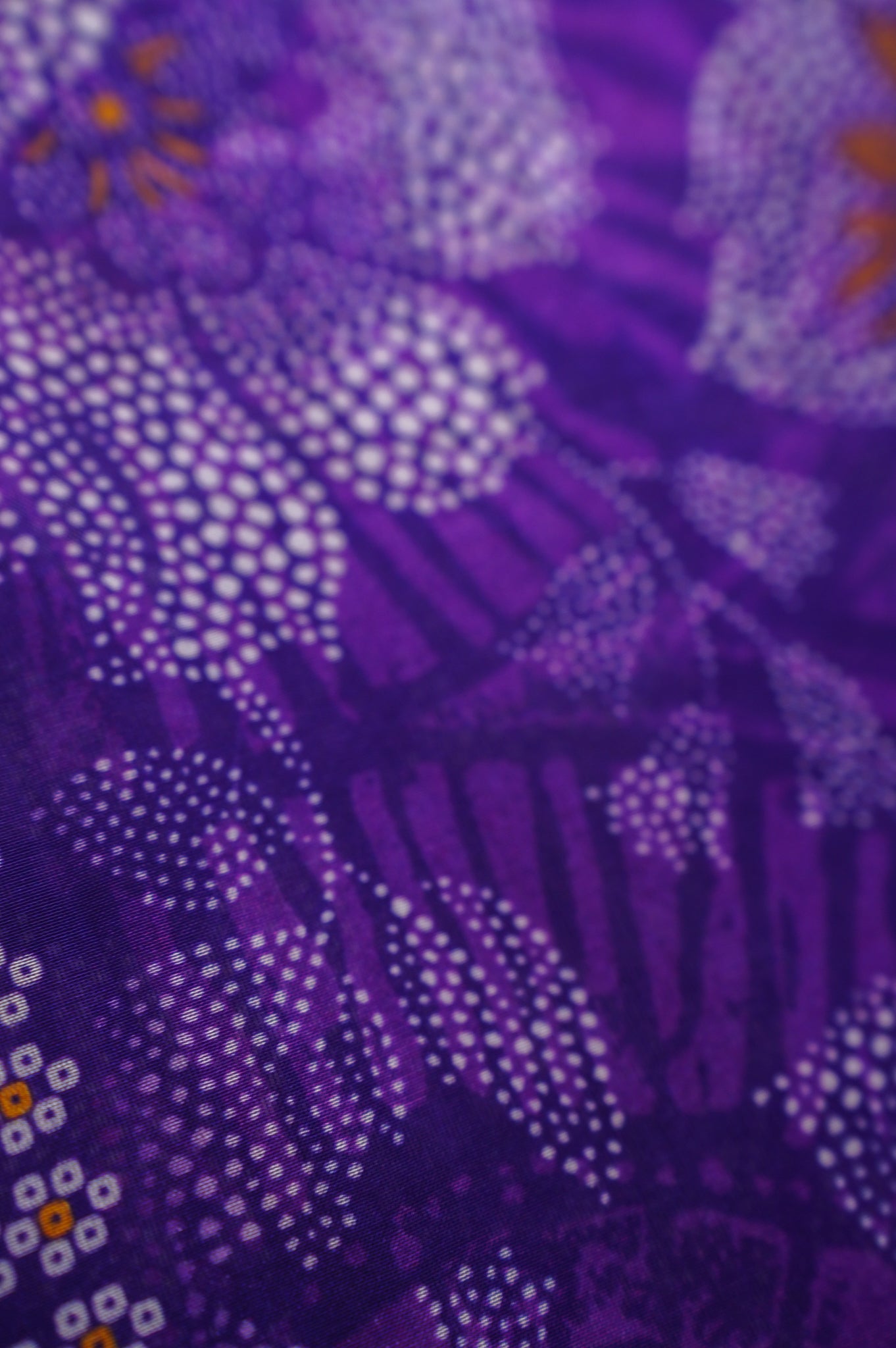 Waah Banaras 064 Violet Malai Silk Saree with Floral & leaf Print & Zari Border