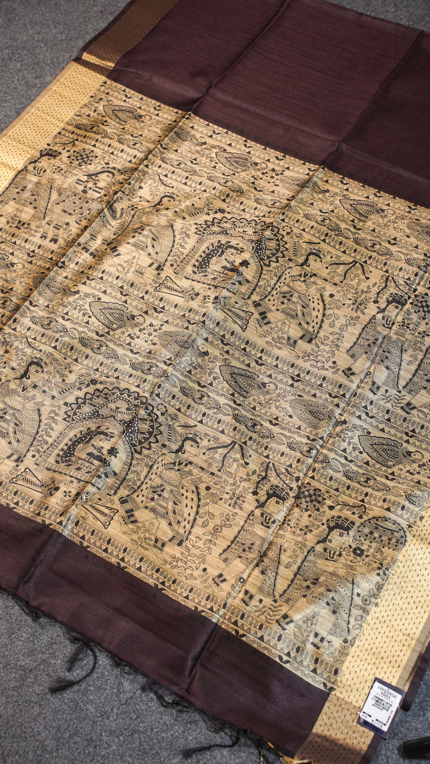 "UTSAV BANARAS 116" Banarasi Dark Taupe Madhubani Silk Saree