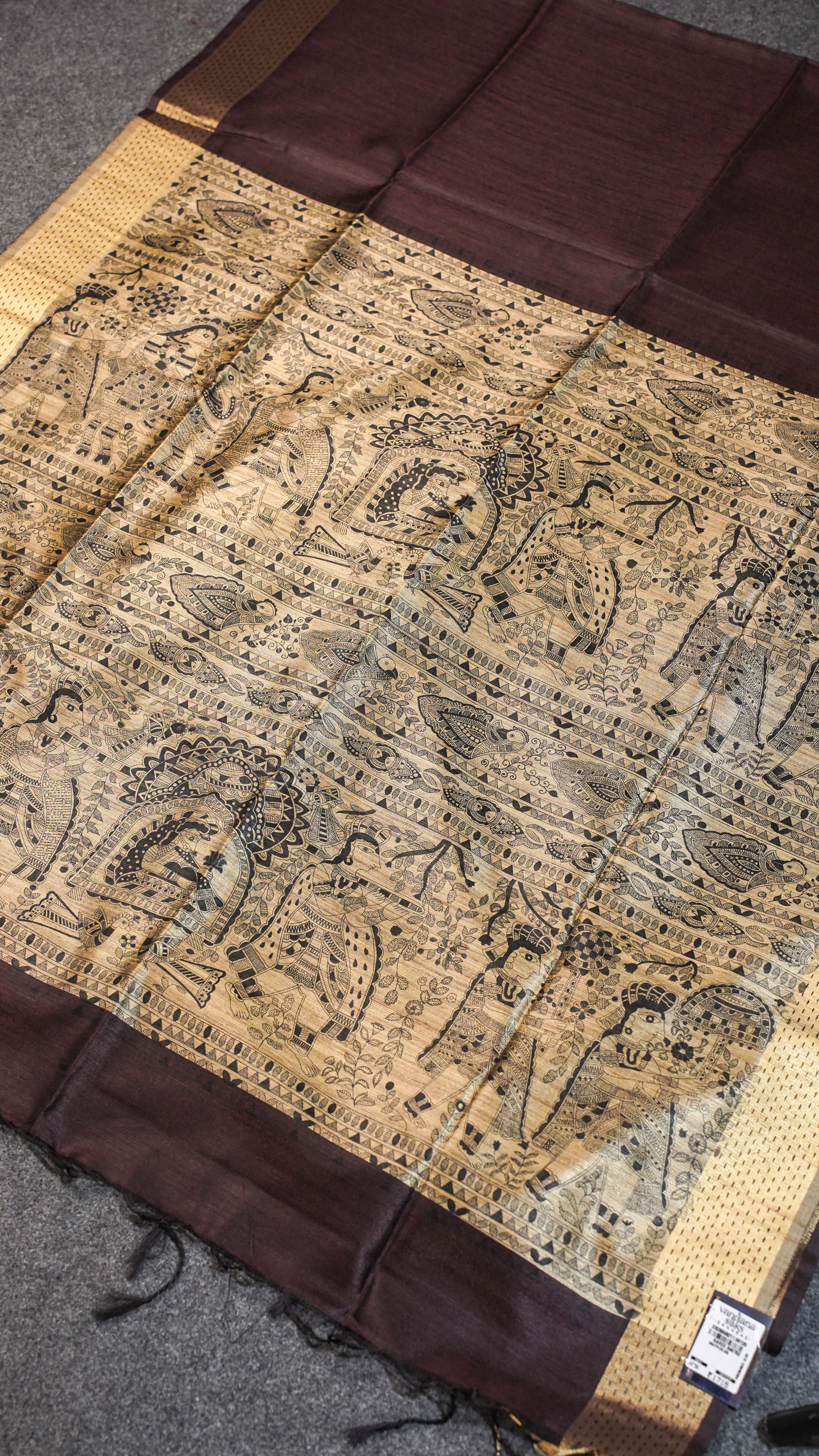 "UTSAV BANARAS 116" Banarasi Dark Taupe Madhubani Silk Saree