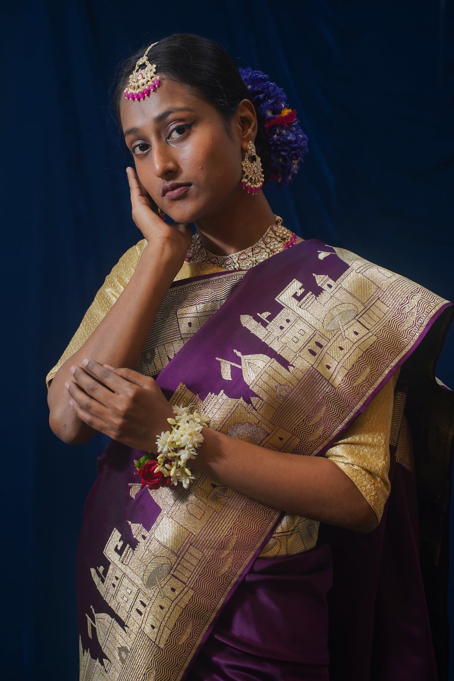 "WAAH BANARAS 014" Purple Kashi Ghat Banarasi Masaru Silk Saree