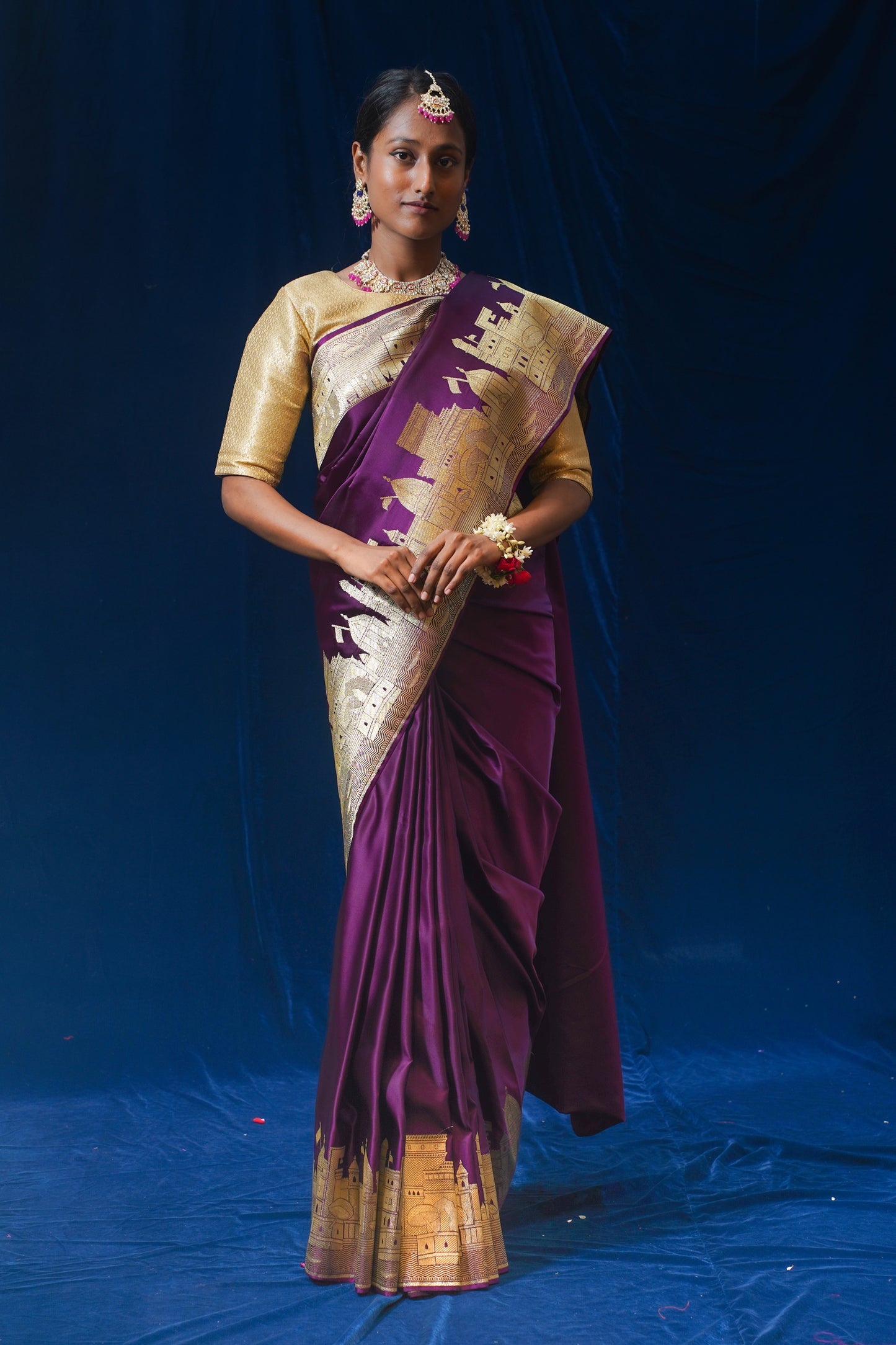 "WAAH BANARAS 014" Purple Kashi Ghat Banarasi Masaru Silk Saree