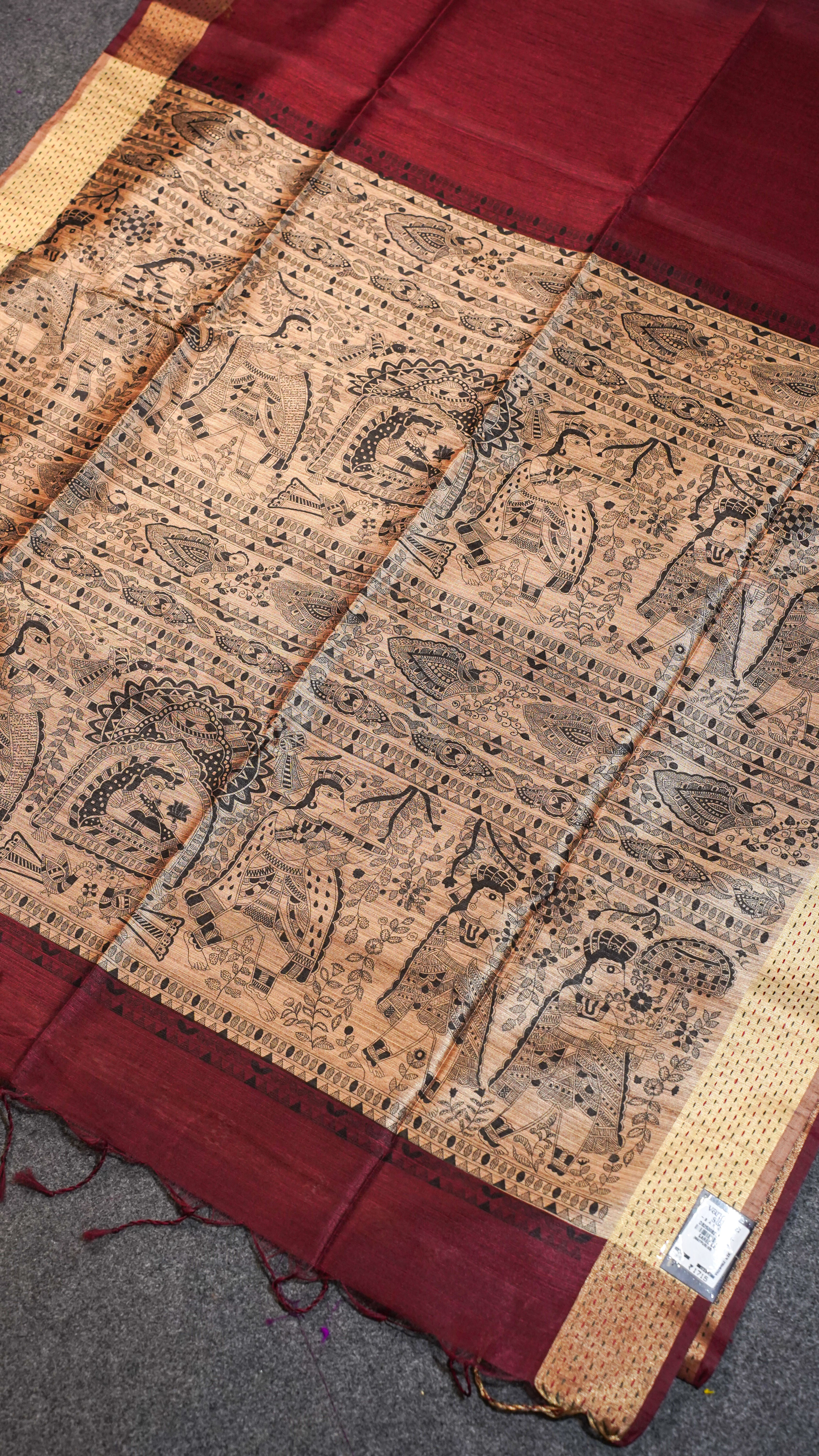 "UTSAV BANARAS 113" Banarasi Rich Maroon Madhubani Silk Saree