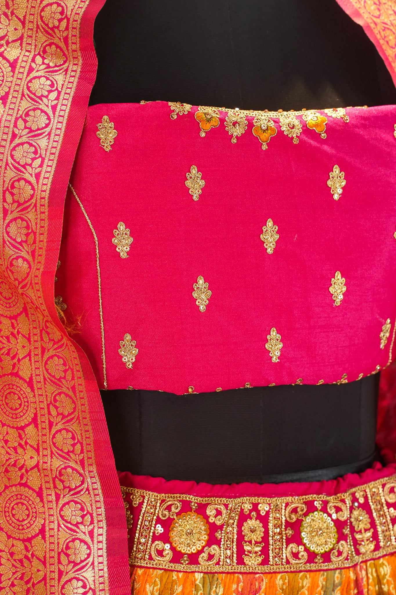 "MANSI 020" Banarasi Crush Rangkat Silk Lehenga With Elegant Cutwork Border