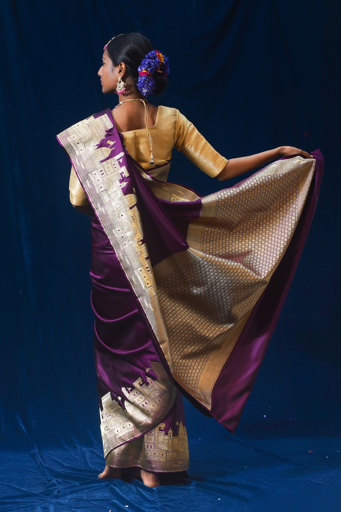 "WAAH BANARAS 014" Purple Kashi Ghat Banarasi Masaru Silk Saree