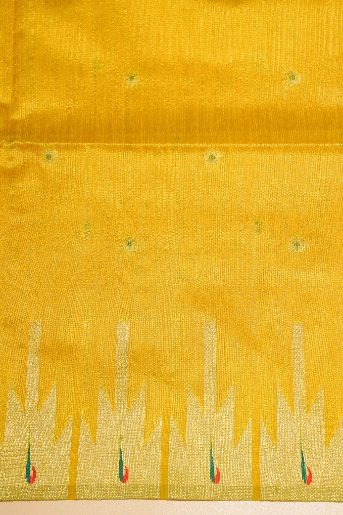 "UTSAV BANARAS 170" Banarasi Bright Yellow Cotton Tissue Silk Saree With Kamal Butta