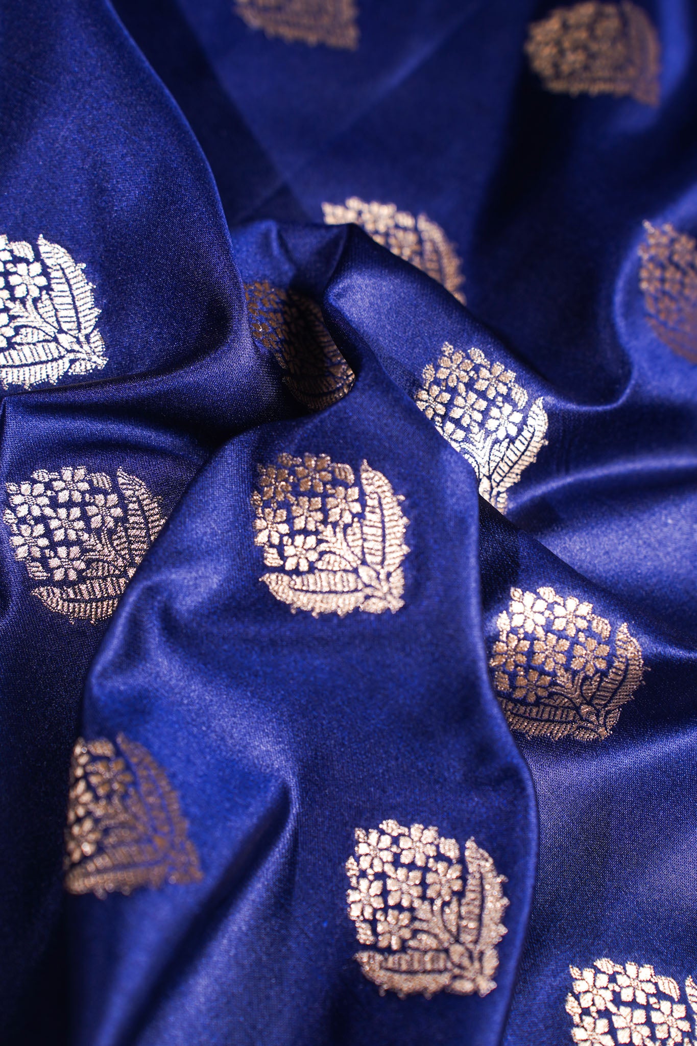 "MCF 9" Banarasi Handwoven Navi Blue Brocade Buta Fabric