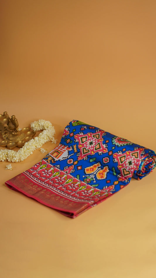 Rangrasiya "Pure Mango Raw Silk With Pure Zari Kadwa Work In Vibrant Color Fusion"