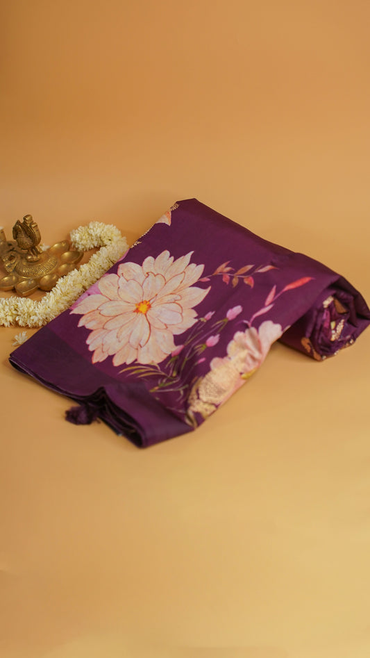 Rangrasiya "Pure Mango Raw Silk With Pure Zari Kadwa Work In Vibrant Color Fusion"