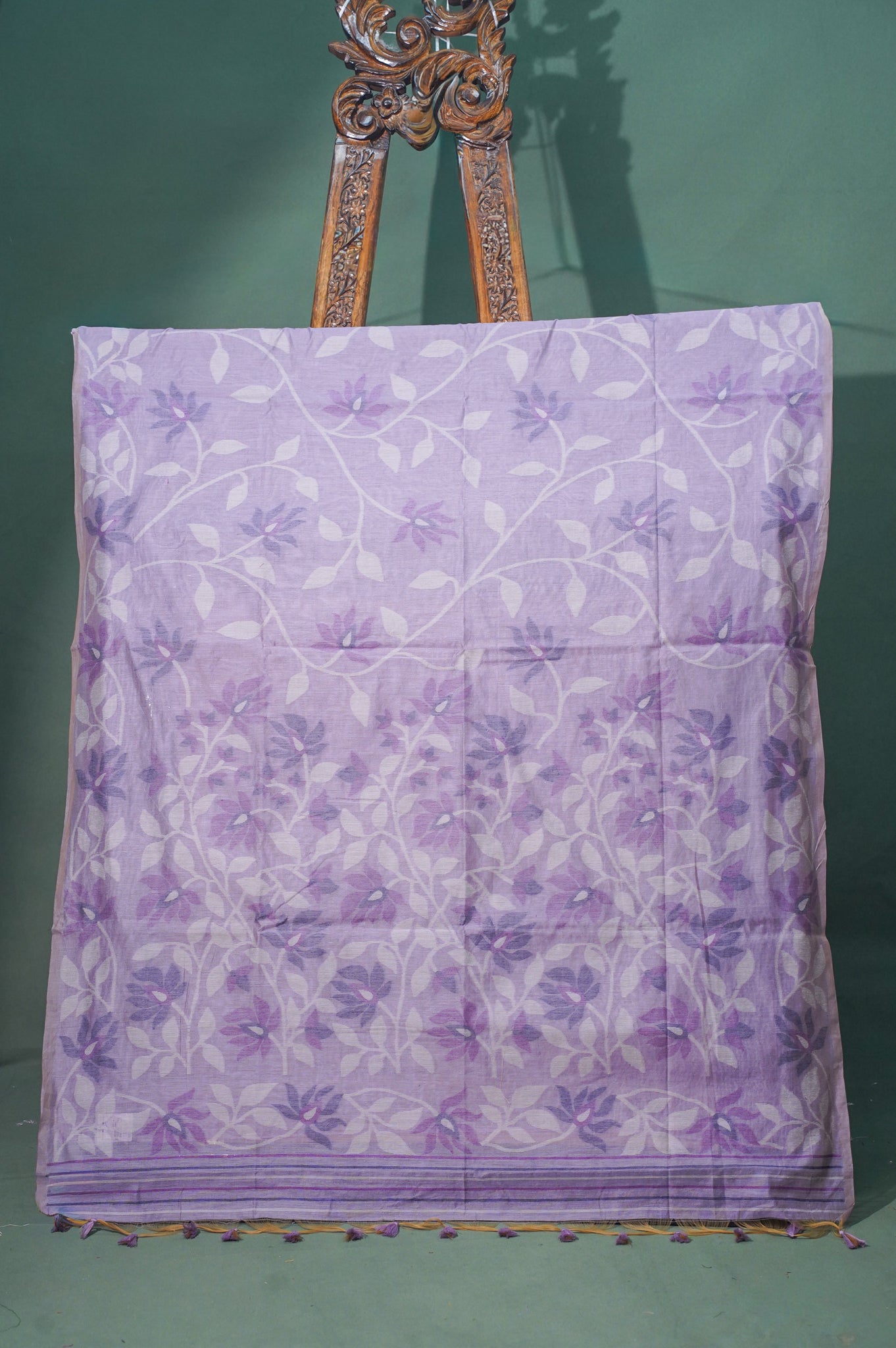 UTSAV BANARAS 333: Lavender Raw Silk Saree with Handwoven Floral Pallu