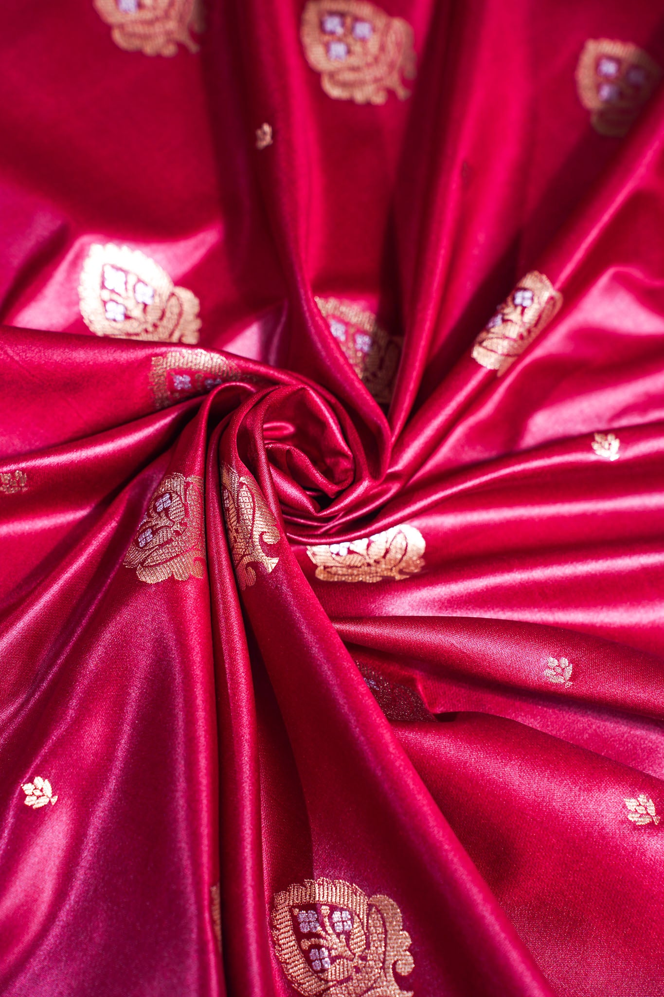 "MCF 5" Banarasi Handwoven Rich Maroon Brocade Buta Fabric