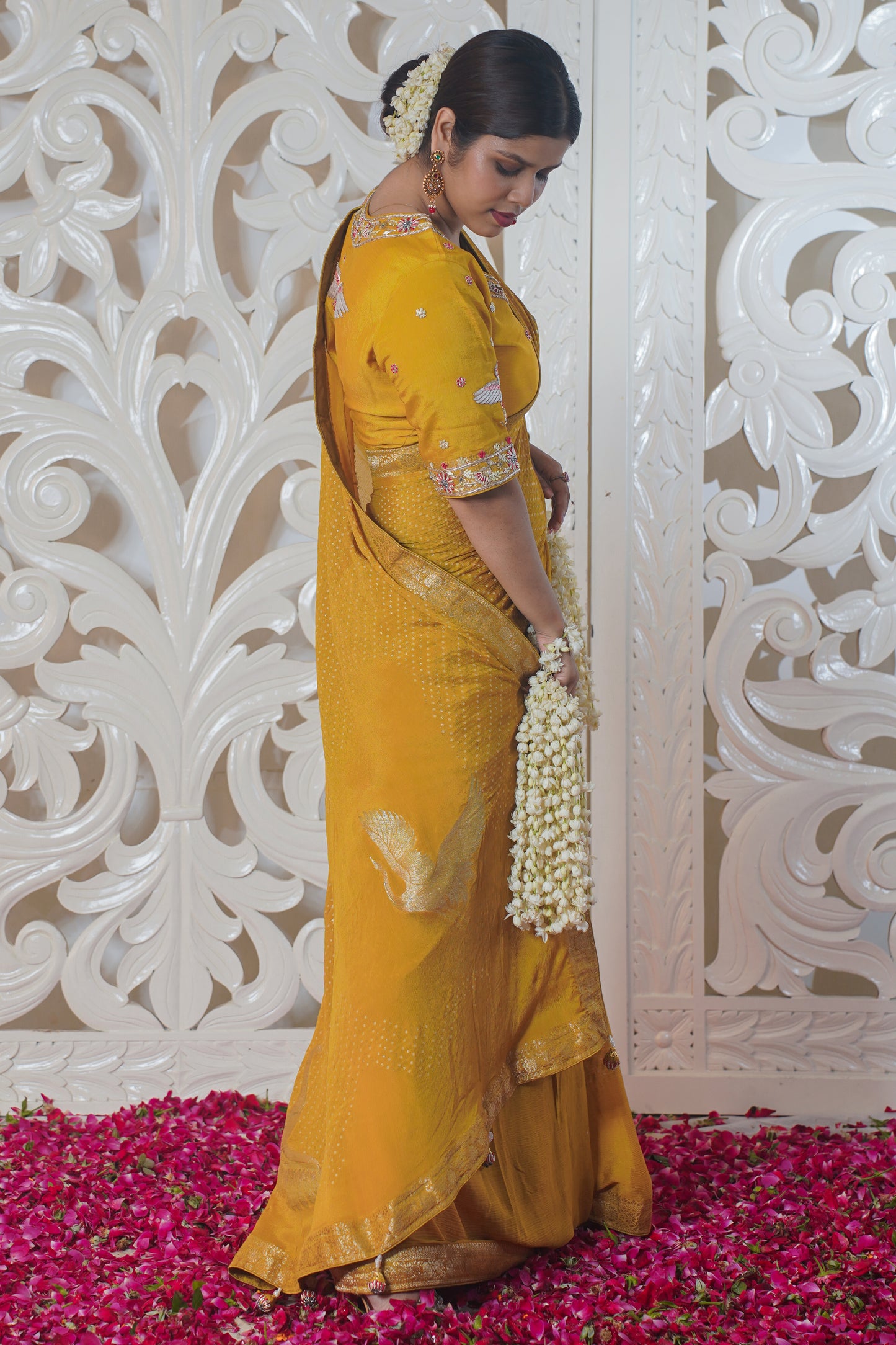 "VIRASAT 140" Yellow Banarasi Silk Saree