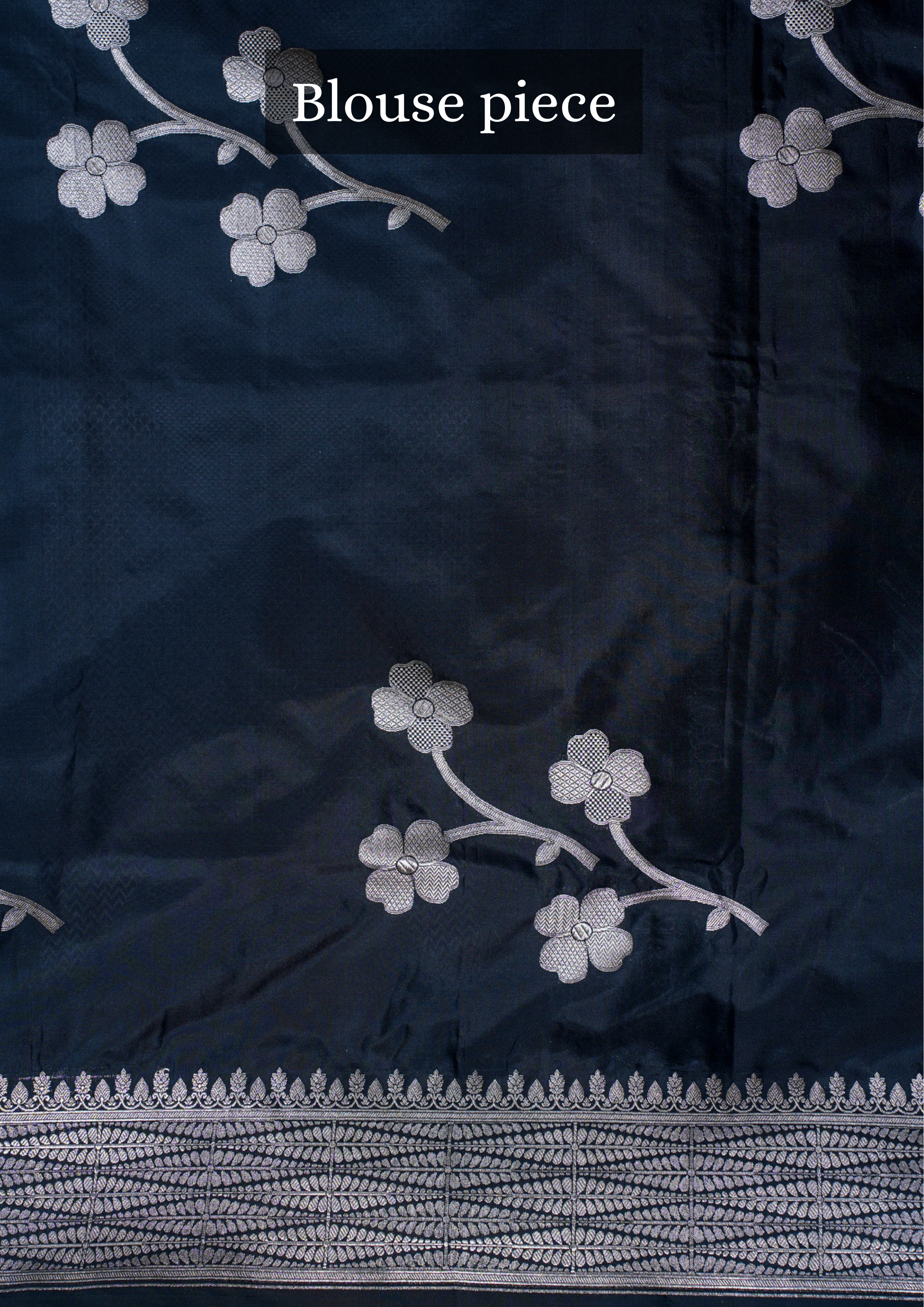 Founder Choice 035: Midnight Black Pure Handloom Katan Silk Saree with Meenakari Tulip Motifs