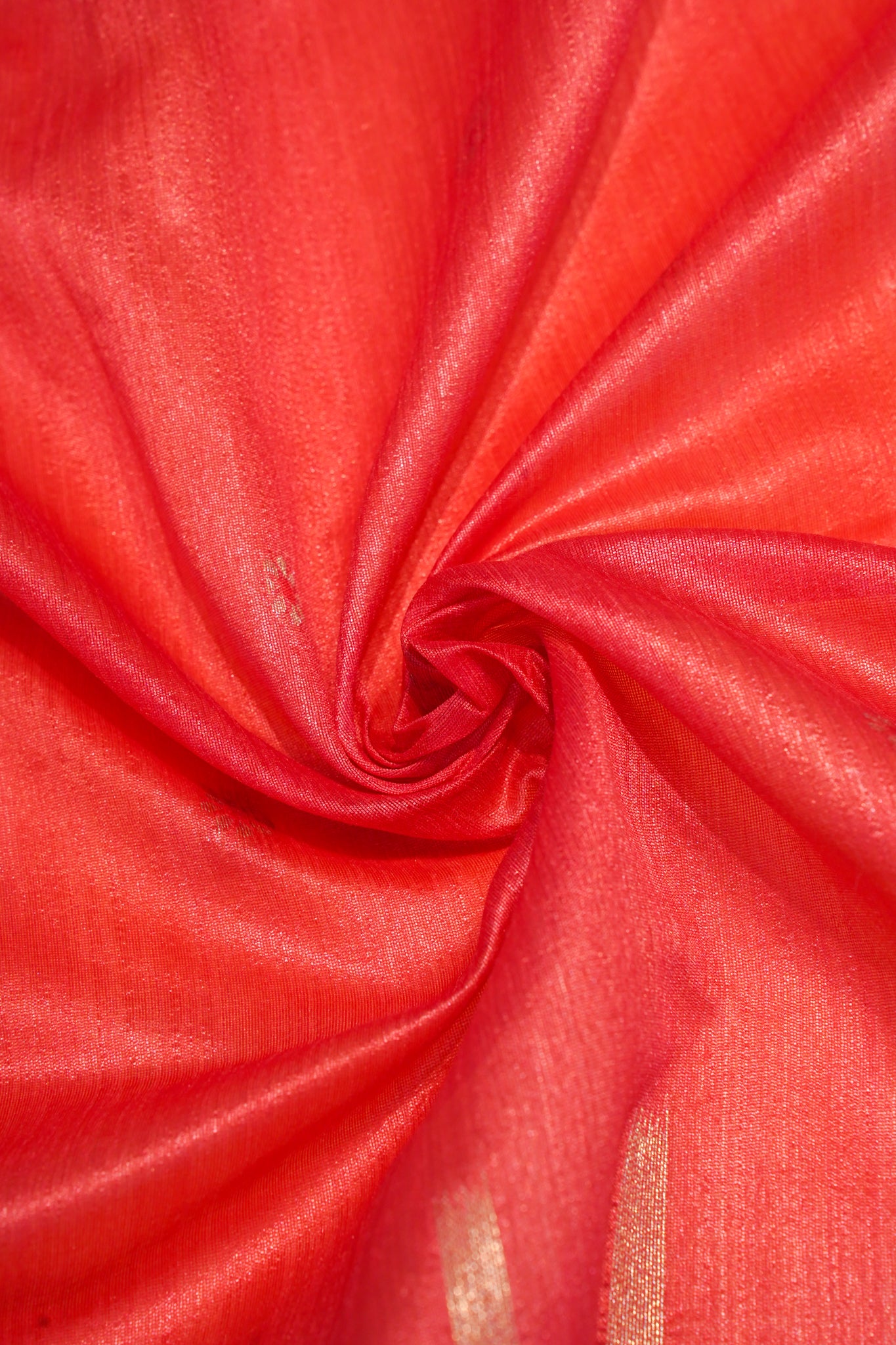 "UTSAV BANARAS 168" Banarasi Coral-Red Cotton Tissue With Kamal Butta Silk Saree