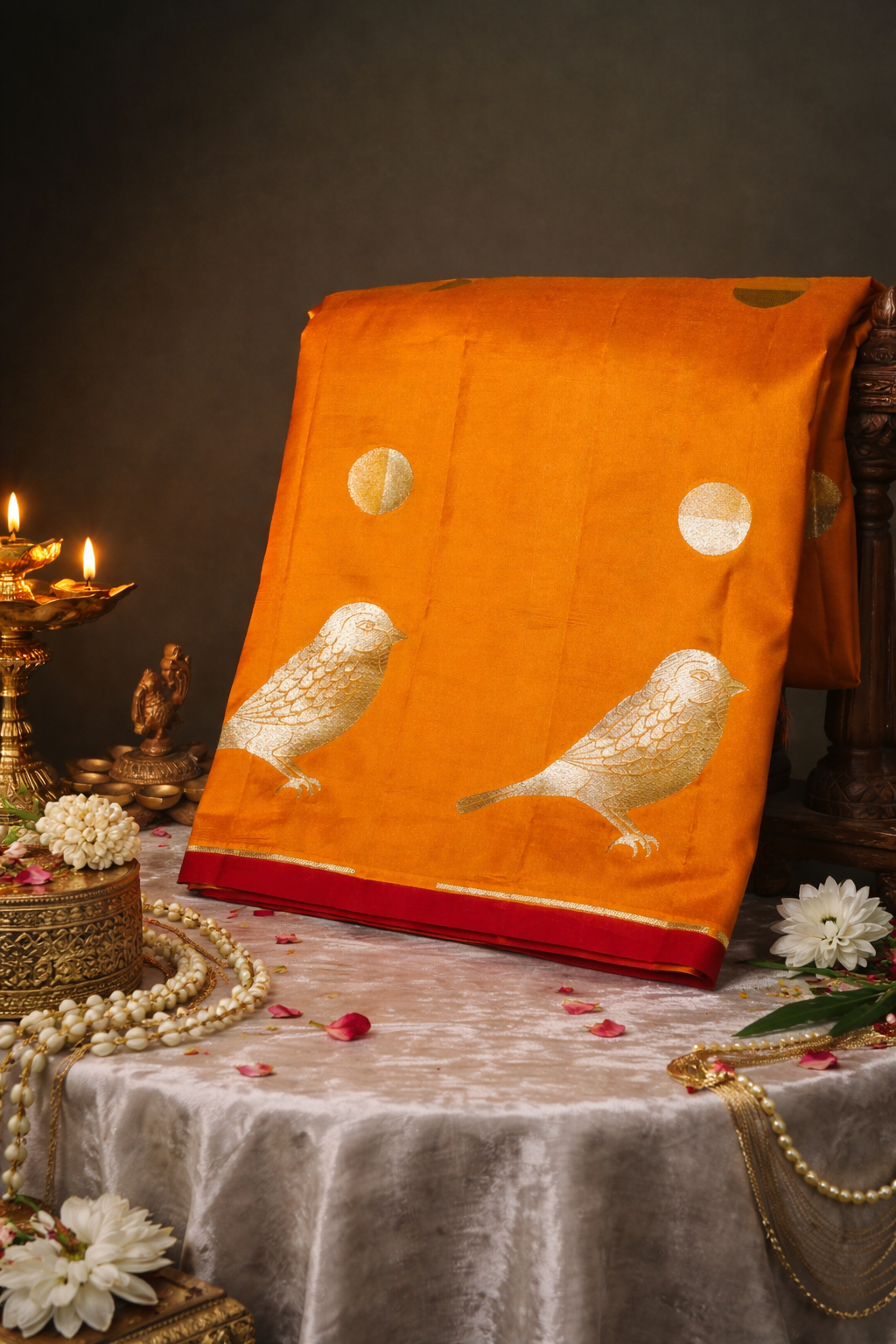 VIRASAT 349: Banarasi Mustard Handloom Pure Silk Saree