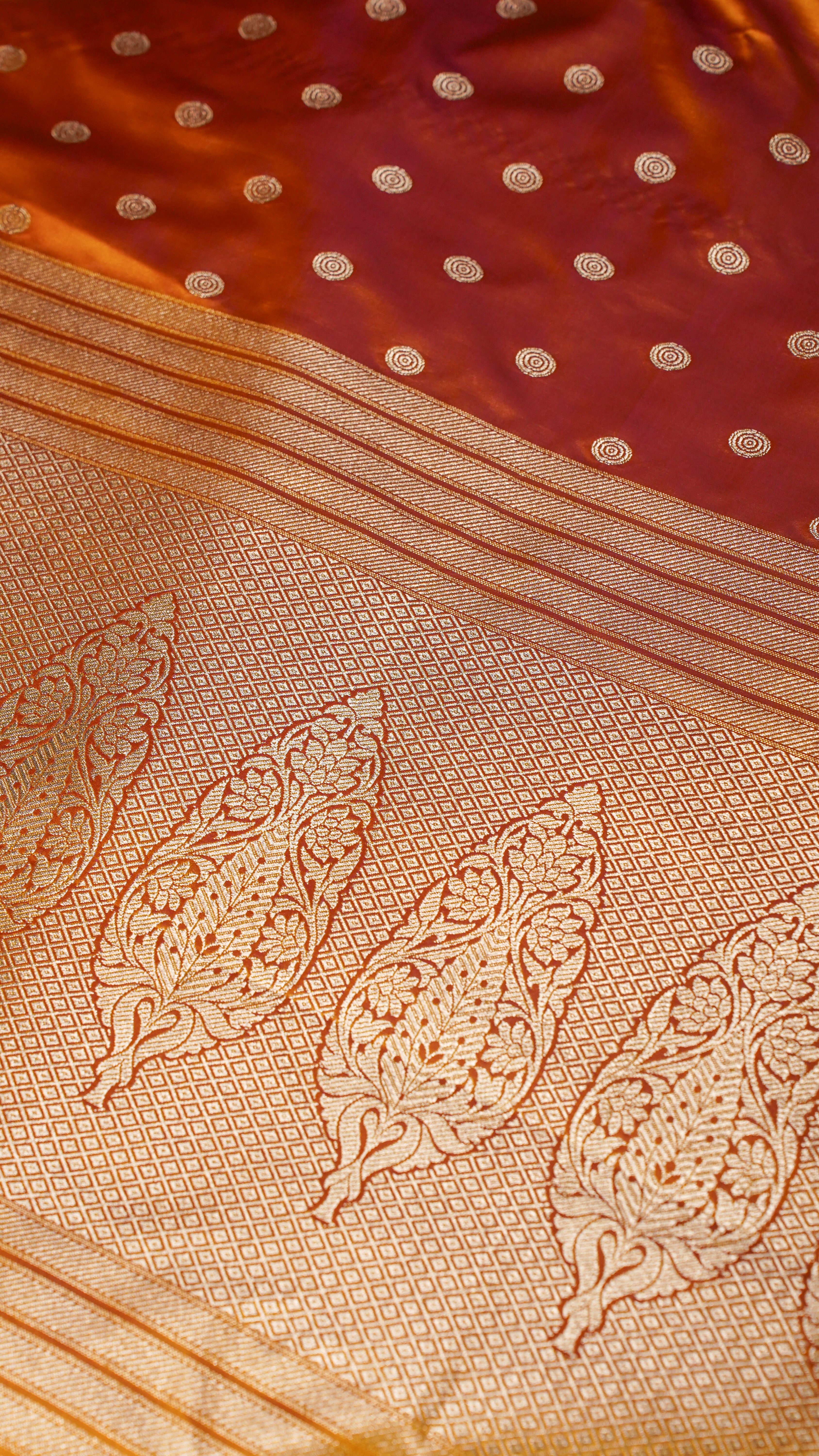 "WAAH BANARAS 055E" Banarasi Pure Mashru silk saree with Ghat Border