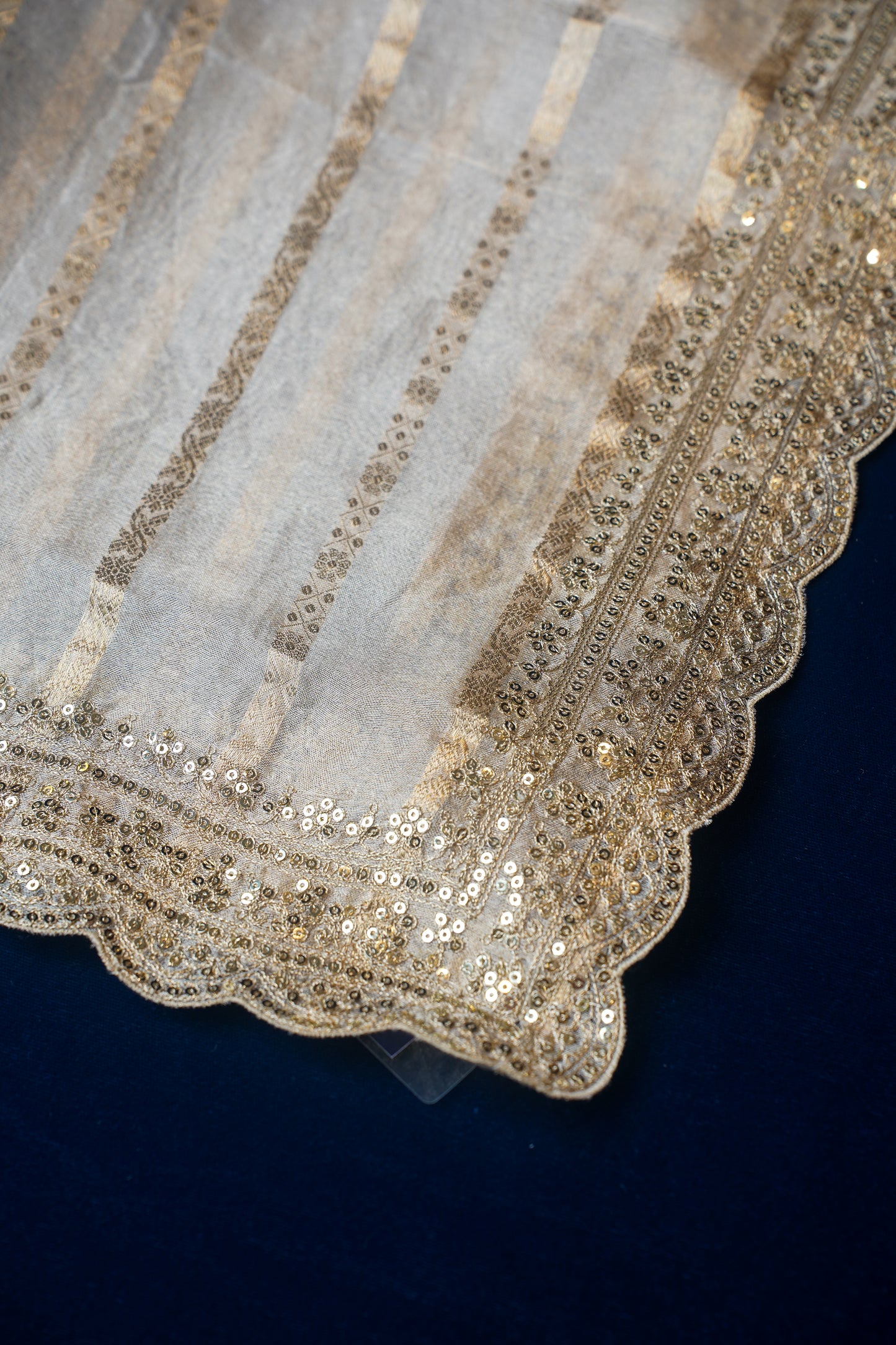 Tarini Beige Pure Tissue Silk Banarasi Unstitched Salwar Suit Set