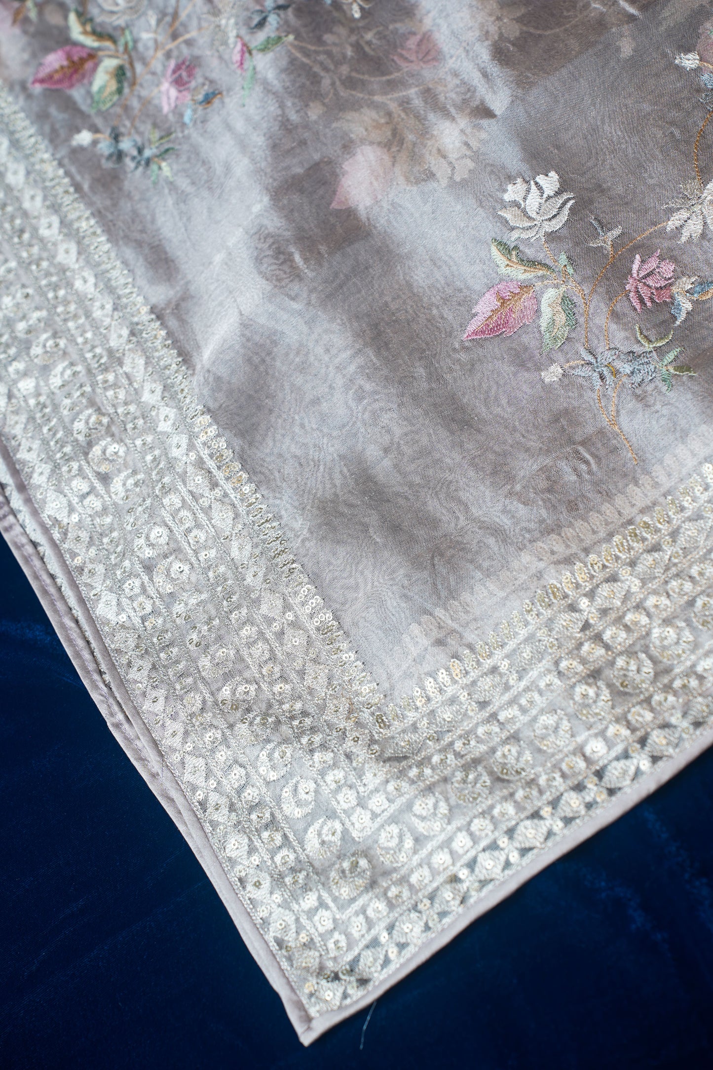 Amba Beige Pure Tissue Silk Banarasi Unstitched Salwar Suit Set