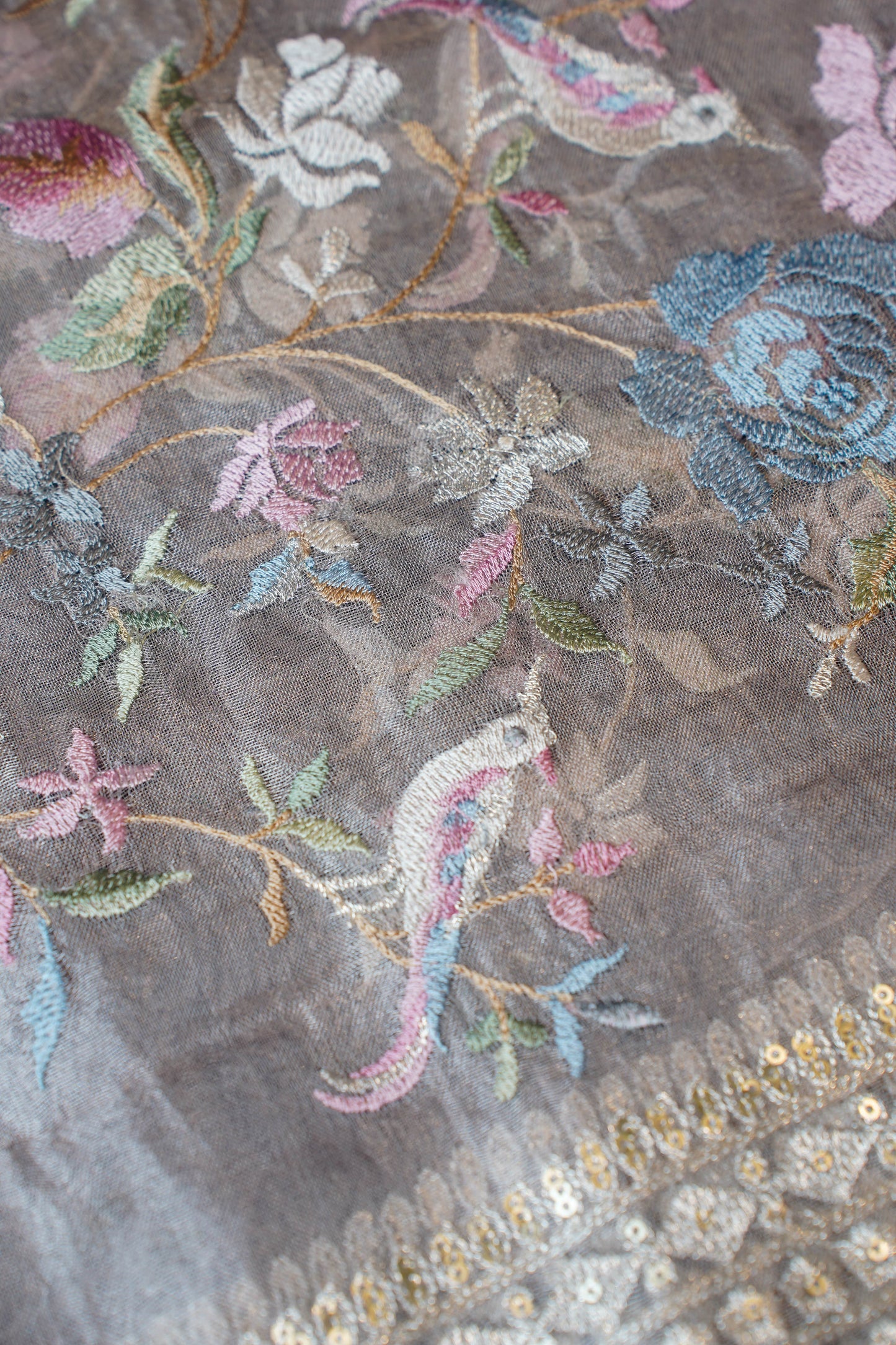 Amba Beige Pure Tissue Silk Banarasi Unstitched Salwar Suit Set