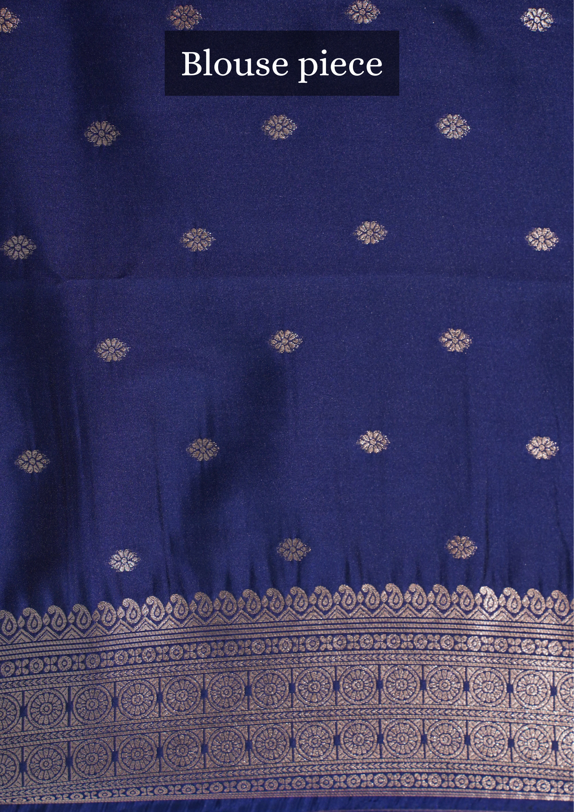 UTSAV BANARAS 327: Indigo Banarasi Raw Silk Saree with Small Zari Buti, Zari Pallu & Mandala Border