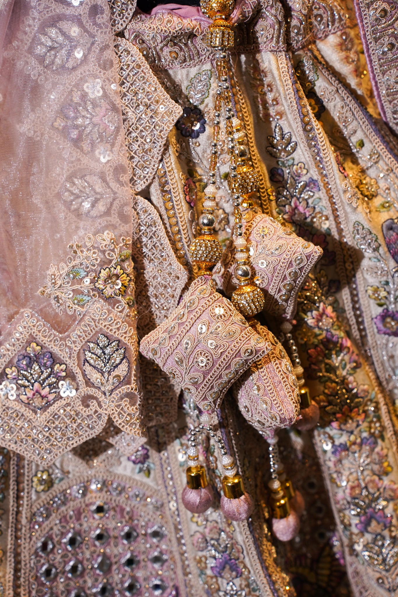 "Mansi 062" Banarasi Kadhai Work Sequence Silk Lehenga