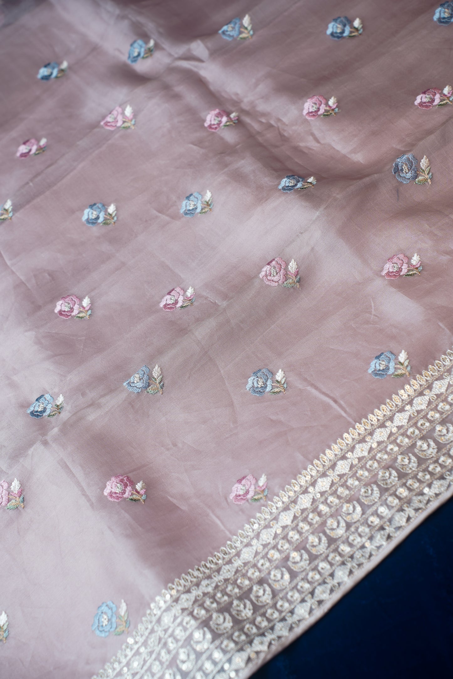 Amba Beige Pure Tissue Silk Banarasi Unstitched Salwar Suit Set