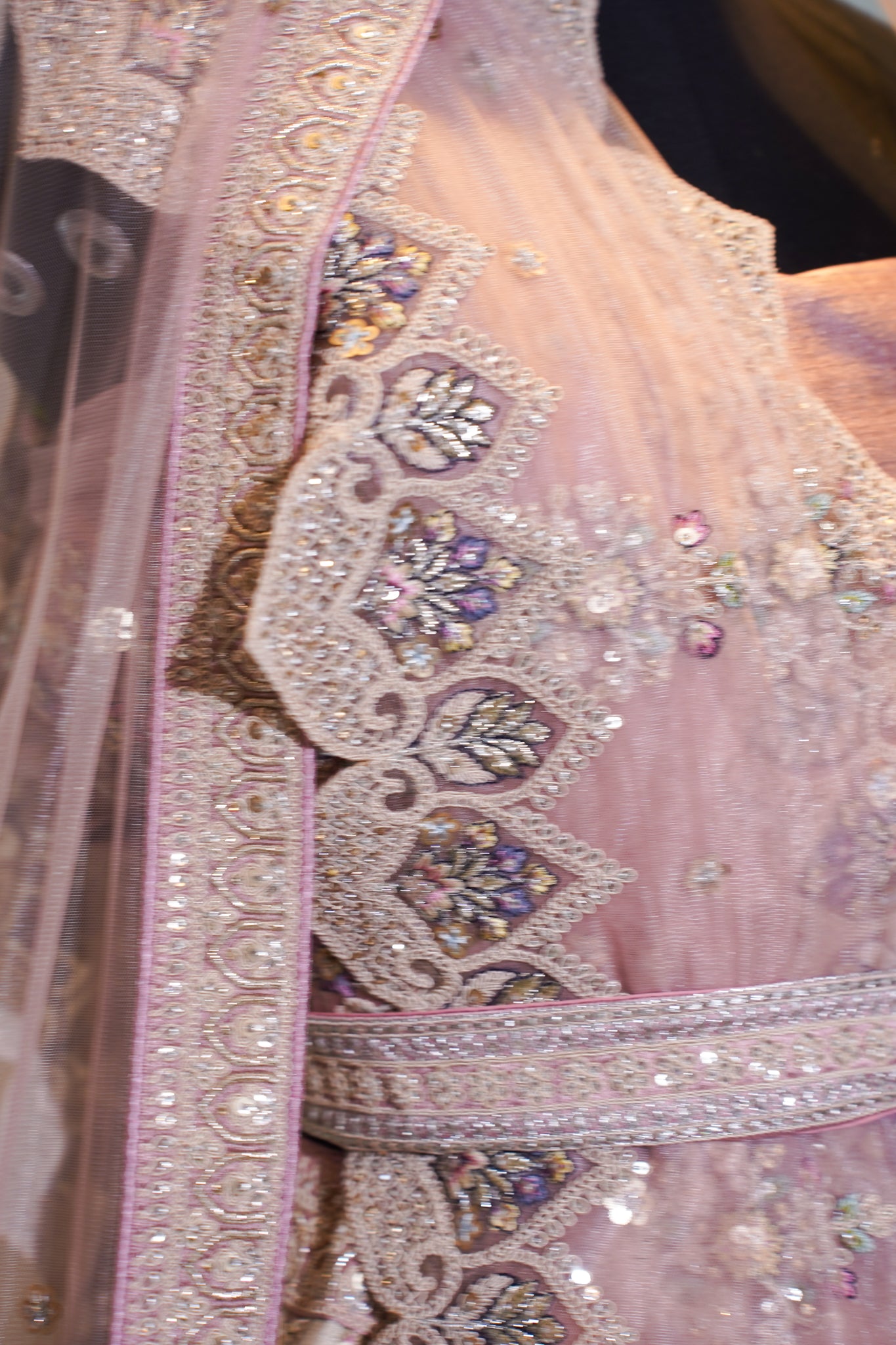 "Mansi 062" Banarasi Kadhai Work Sequence Silk Lehenga