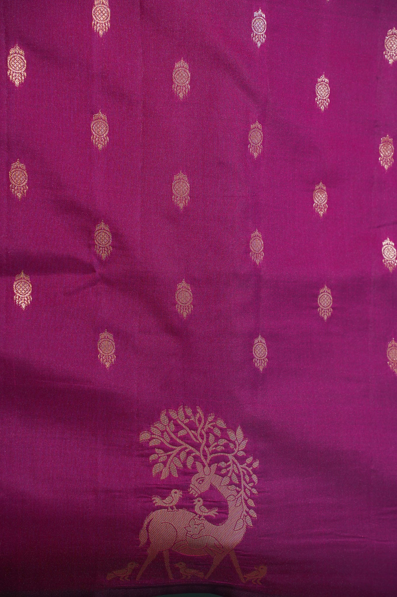 UTSAV BANARAS 329: Maroon Banarasi Raw Silk Saree with Small Zari Buti, Zari Pallu & Mandala Border